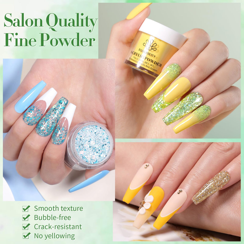 Born Pretty 36-Color Acrylic Powder Set – No Lamp Needed Nail Art Kit