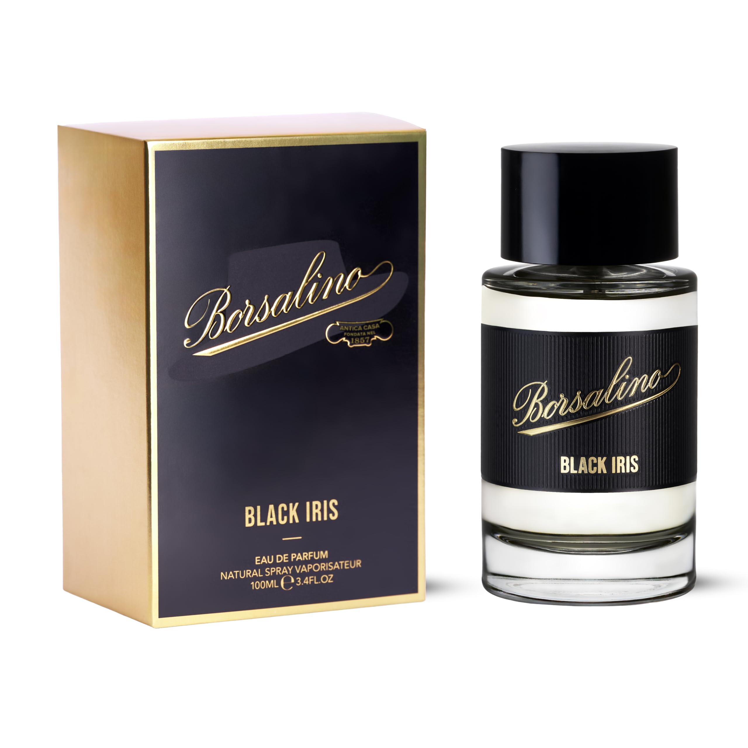 Borsalino Black Iris – Men’s Eau de Parfum | Long-Lasting Fresh Woody Amber with Bergamot & Iris