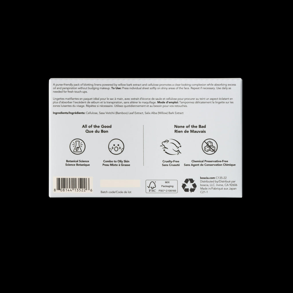 Boscia Clear Complexion Blotting Linens – Vegan Oil-Absorbing Sheets for Oily/Combo Skin | Travel Size 100 Sheets