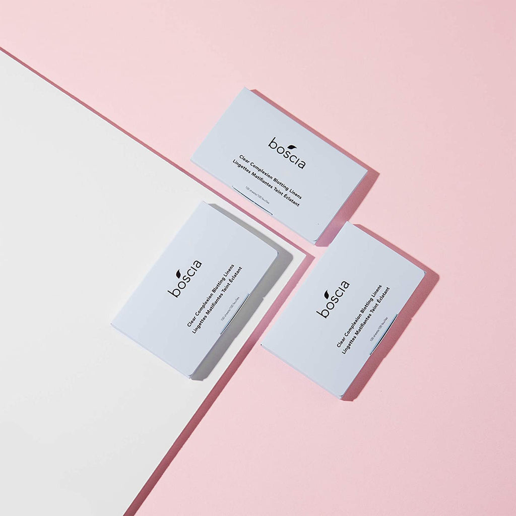 Boscia Clear Complexion Blotting Linens – Vegan Oil-Absorbing Sheets for Oily/Combo Skin | Travel Size 100 Sheets