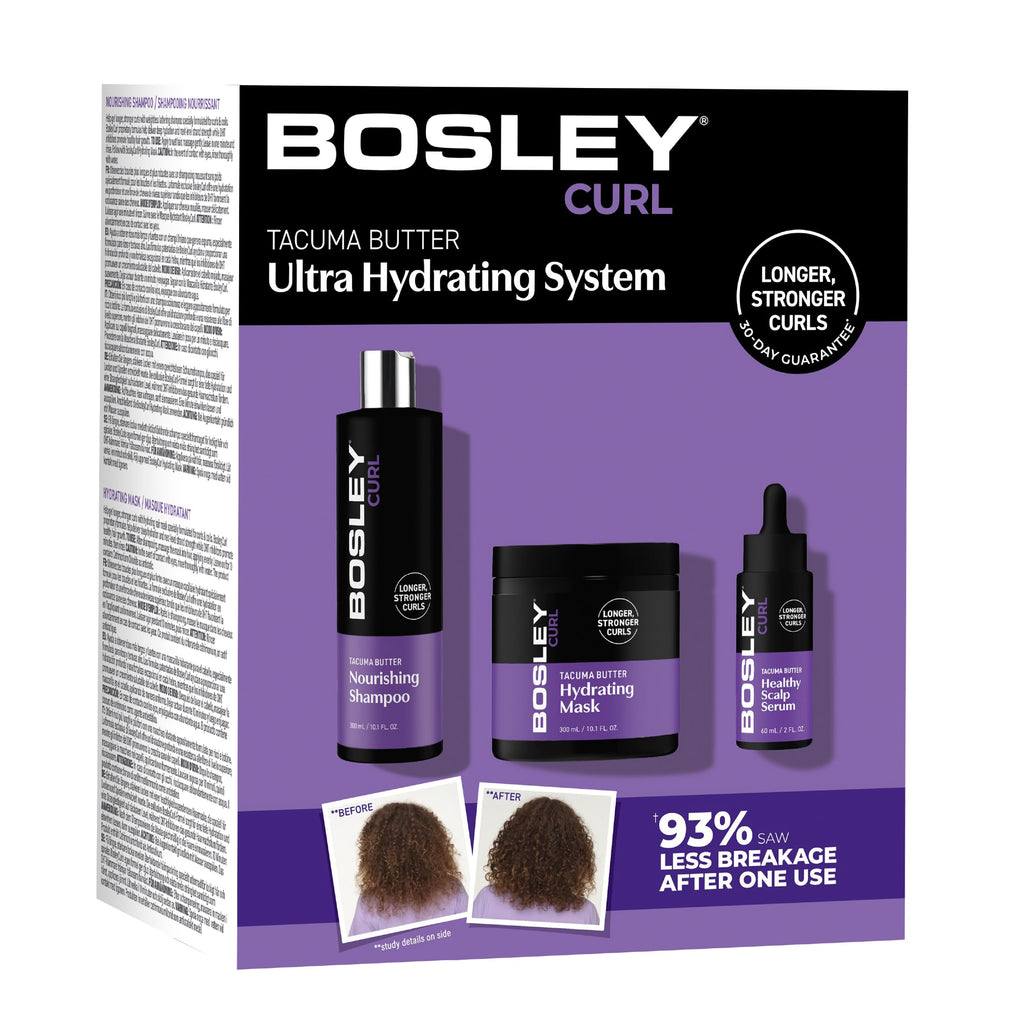 BosleyMD Curl Ultra Hydrating System – 3-Step Anti-Thinning Regimen for Curly & Coily Hair