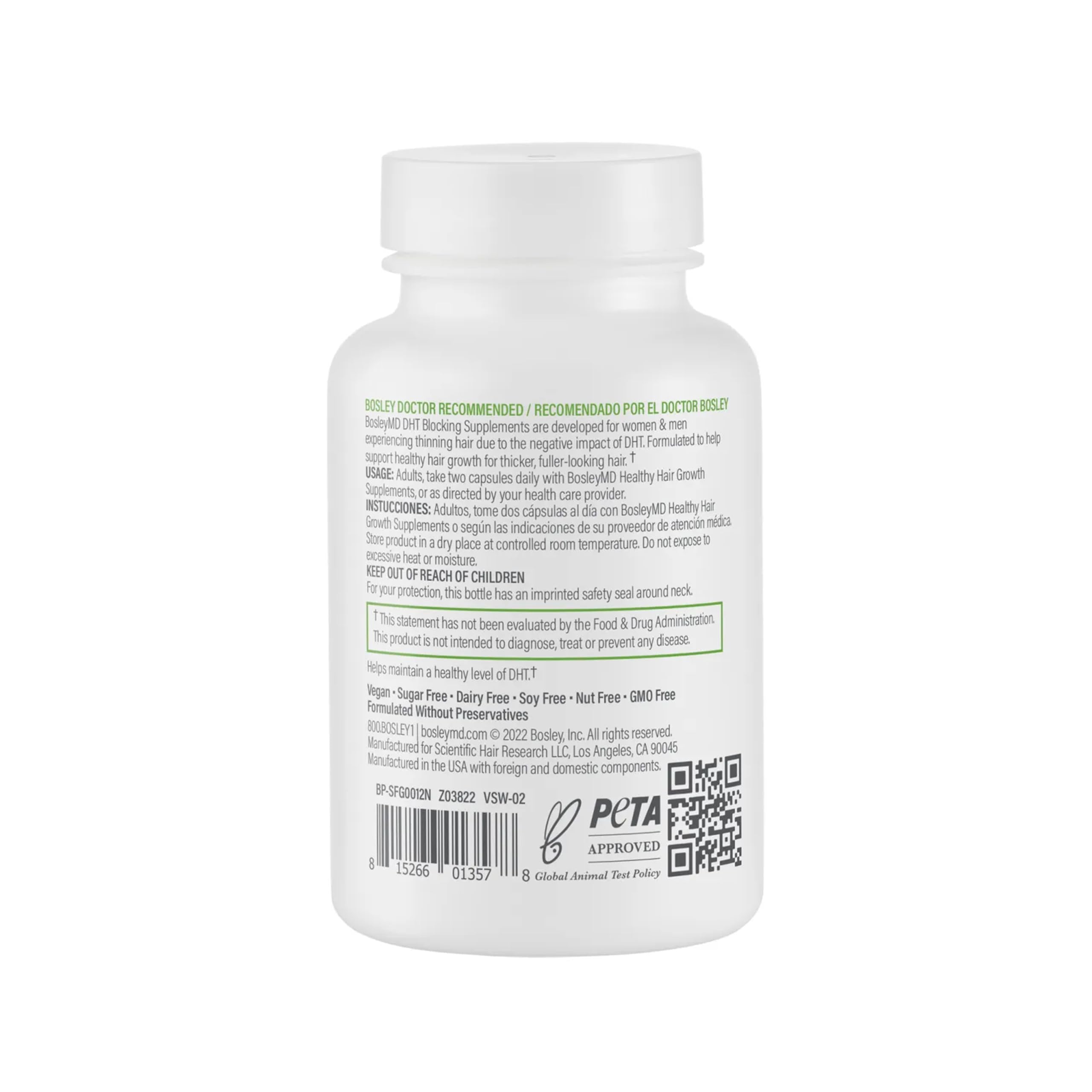 BosleyMD DHT-7 Blend – Natural DHT Blocking Supplements for Thicker, Fuller Hair – 60 Capsules