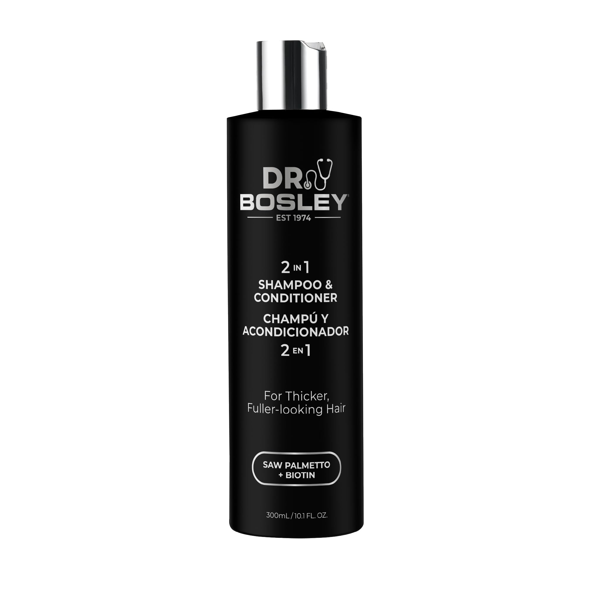 Dr. Bosley 2-in-1 Shampoo & Conditioner – Biotin & Saw Palmetto – Sulfate-Free Thickening (10.1 fl oz) | BosleyMD