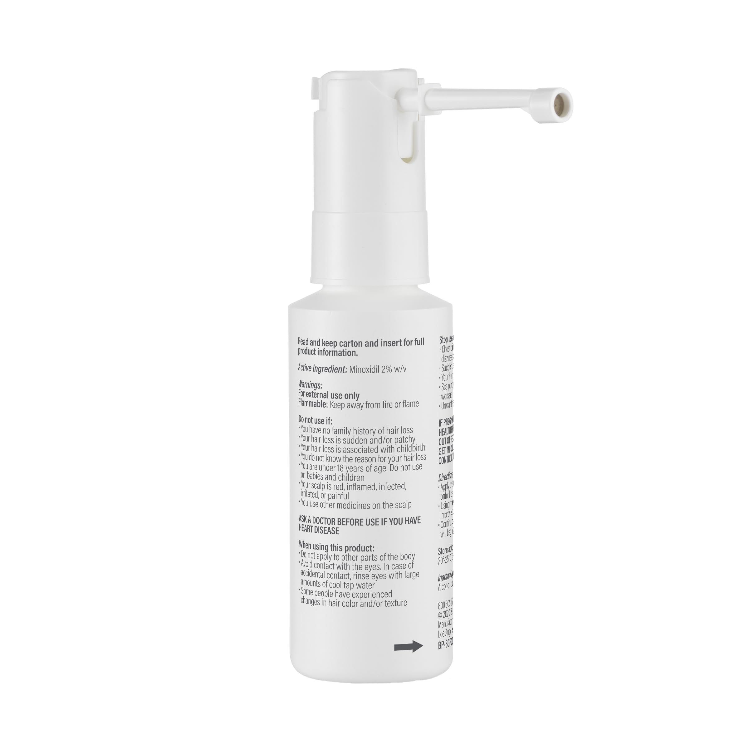 BosleyMD Minoxidil Woman Spray – 2% Hair Regrowth Treatment for Women | No-Mess Sprayer, 2-Month Supply