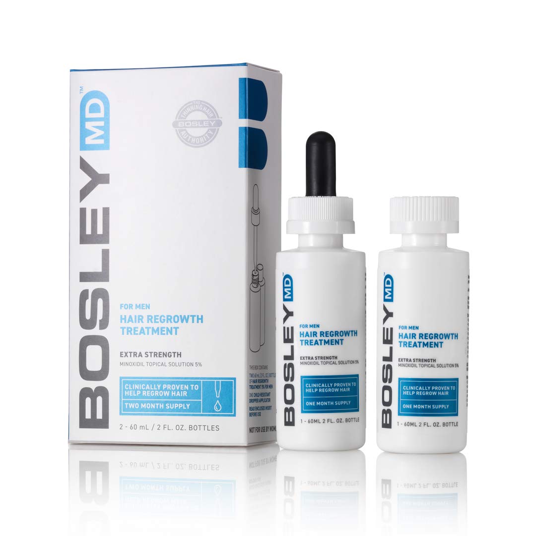 BosleyMD Professional Strength 5% Minoxidil Hair Re-growth Treatment for Men – 2 Fl Oz Pack of 2