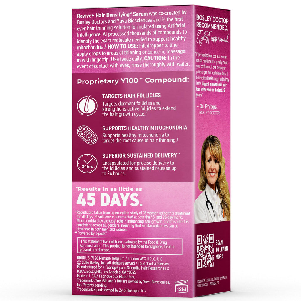 BosleyMD Revive+ Densifying Hair Growth Serum for Women – Drug-Free, AI-Backed Y100