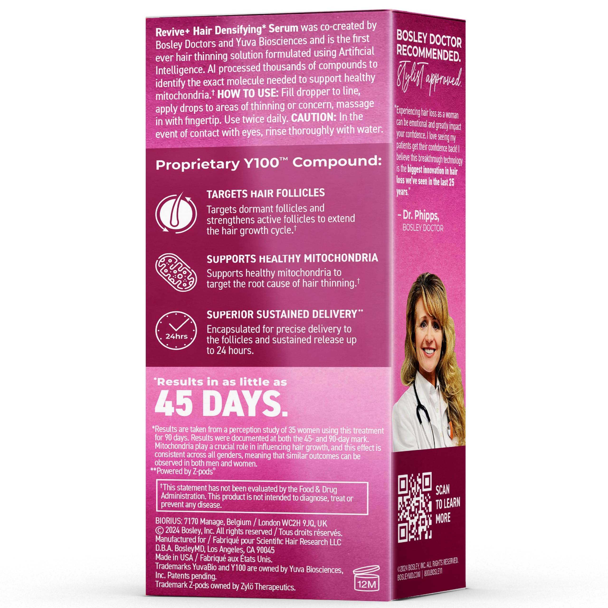 BosleyMD Revive+ Densifying Hair Growth Serum for Women – Drug-Free, AI-Backed Y100