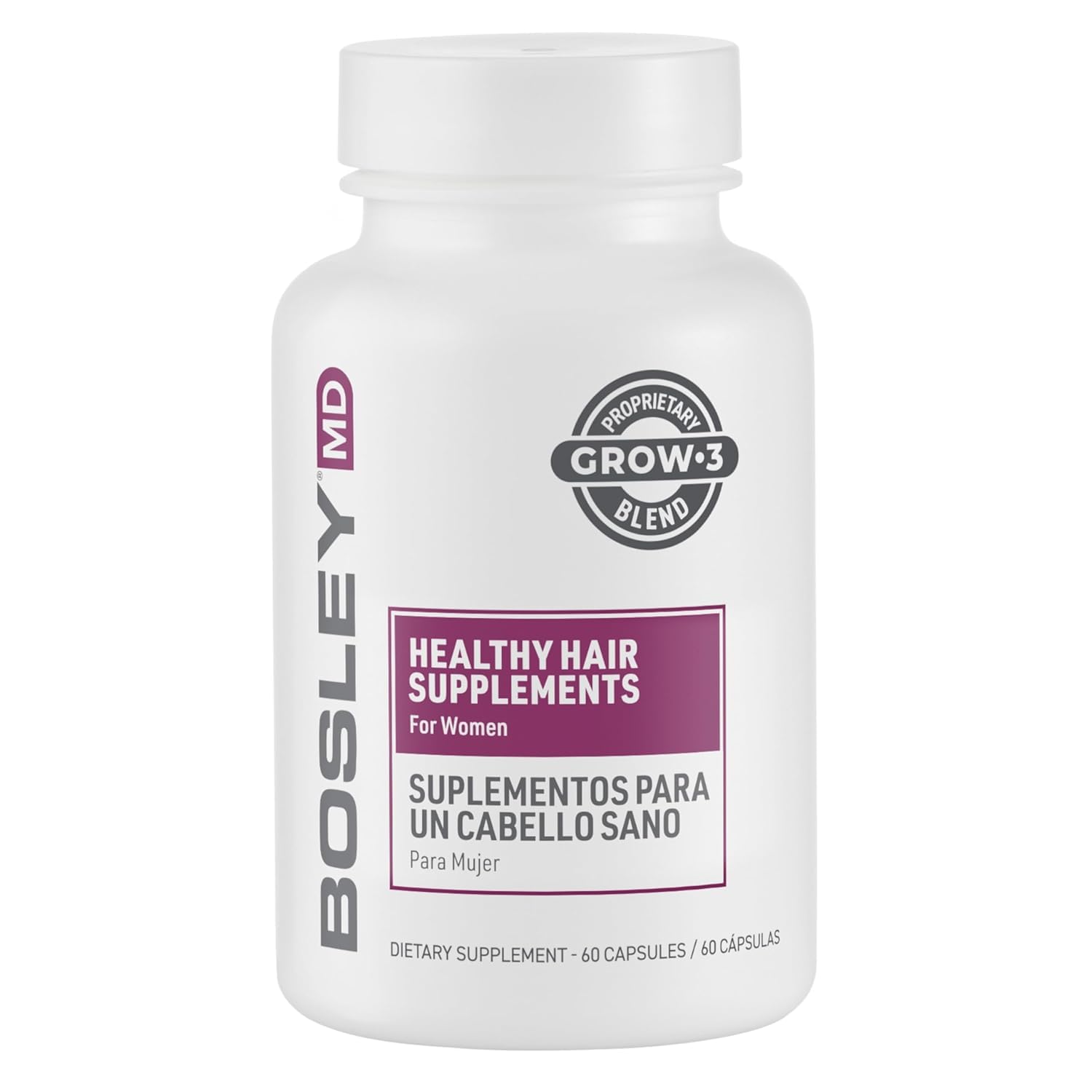 BosleyMD Women’s Healthy Hair Growth Supplements – DHT-Blocking Botanicals, Biotin & Zinc | 60 Capsules