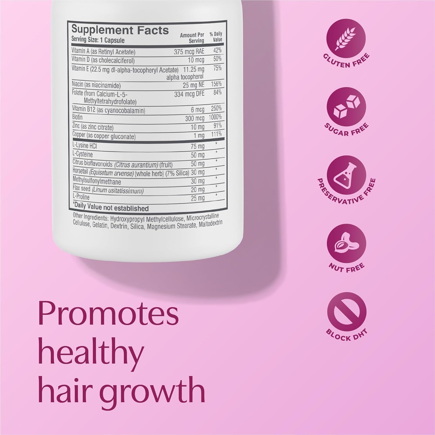 BosleyMD Women’s Healthy Hair Growth Supplements – DHT-Blocking Botanicals, Biotin & Zinc | 60 Capsules