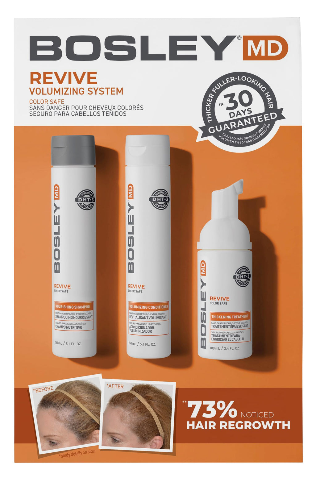 BosleyMD BosRevive 30-Day Color-Safe Hair Care Kit for Thinning Hair – Shampoo, Conditioner & Thickening Treatment