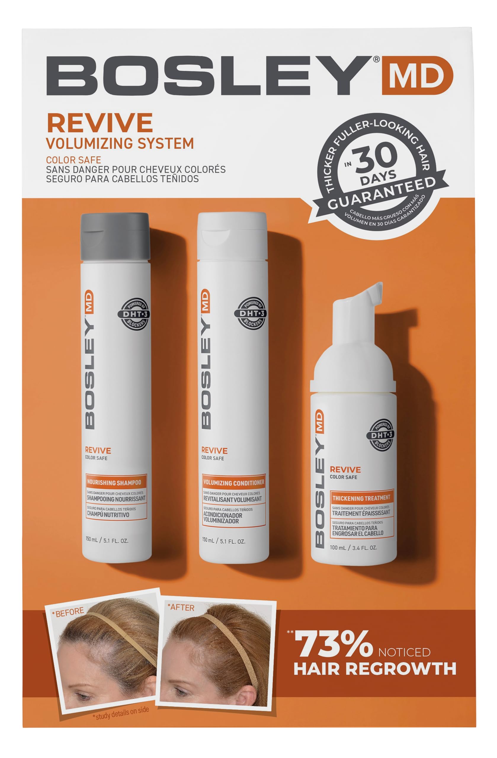 BosleyMD BosRevive 30-Day Color-Safe Hair Care Kit for Thinning Hair – Shampoo, Conditioner & Thickening Treatment