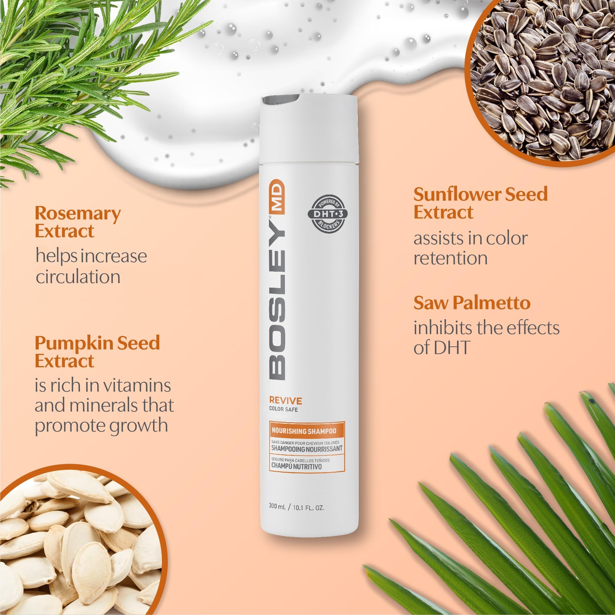 BosRevive Nourishing Shampoo for Thinning Hair – Color Safe, Sulfate-Free, Vegan with Biotin & Saw Palmetto