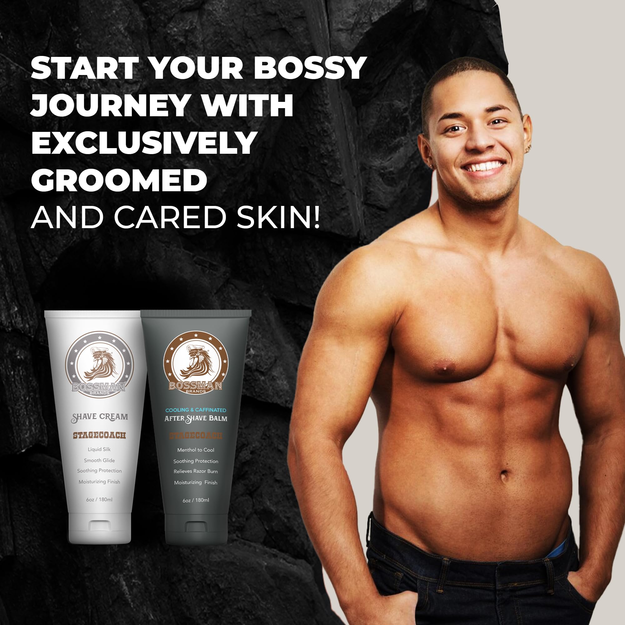 Bossman Silk Shaving Cream & Cooling Aftershave – Stagecoach Scent Combo for Men