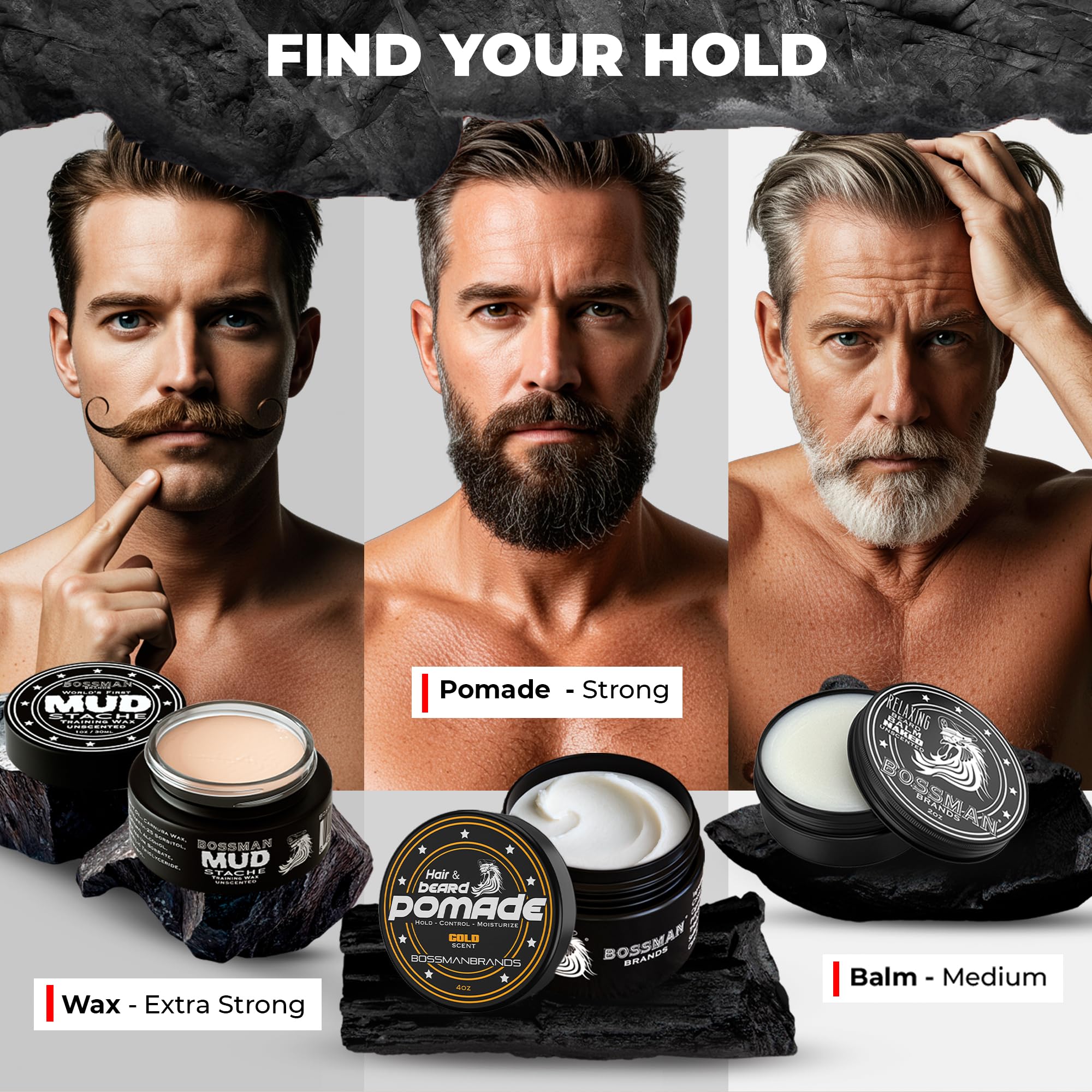 Bossman Hair & Beard Pomade – Gold Scent, Medium Hold, USA Made