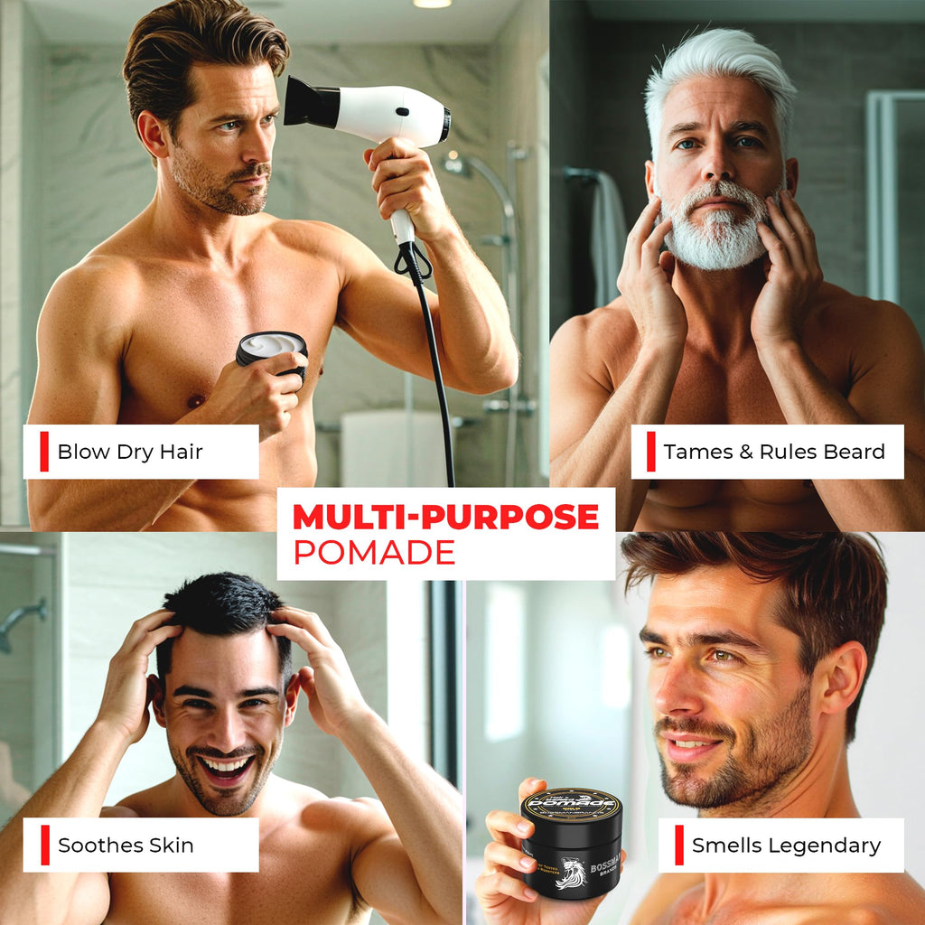 Bossman Hair & Beard Pomade – Gold Scent, Medium Hold, USA Made