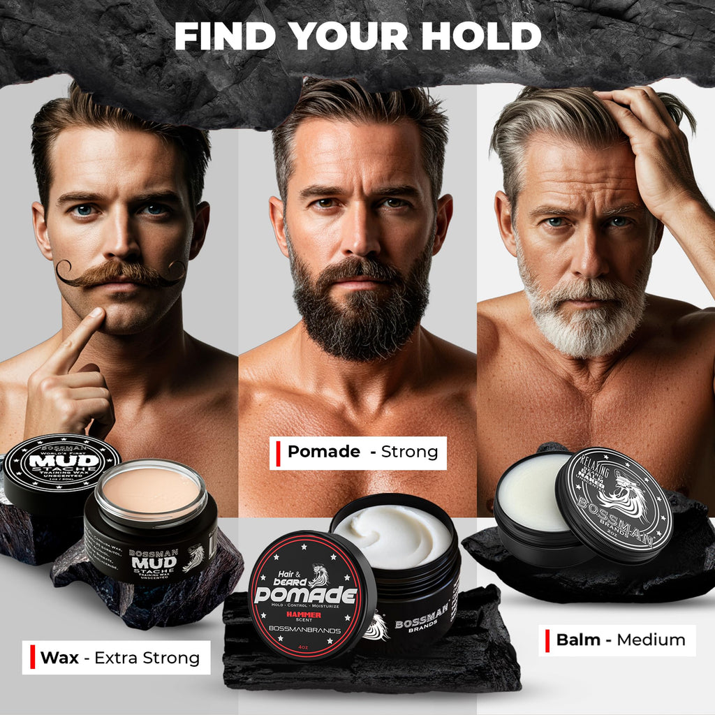 Bossman Hammer Hair & Beard Pomade – Medium Hold, Moisturizing, USA Made