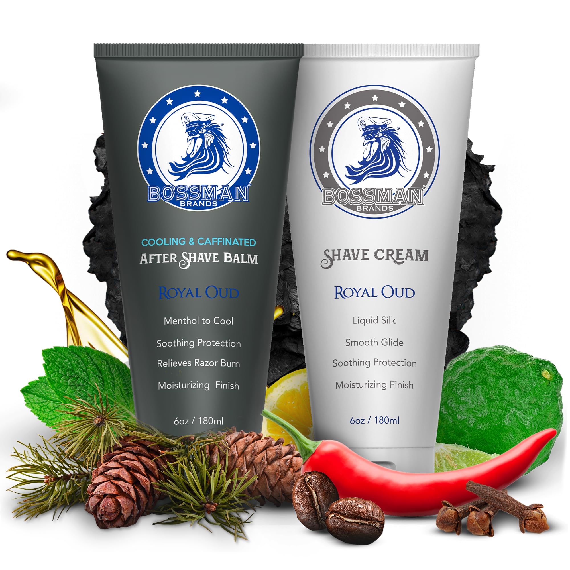 Bossman Silk Lotion: Shaving Cream & Cooling After Shave, Royal Oud