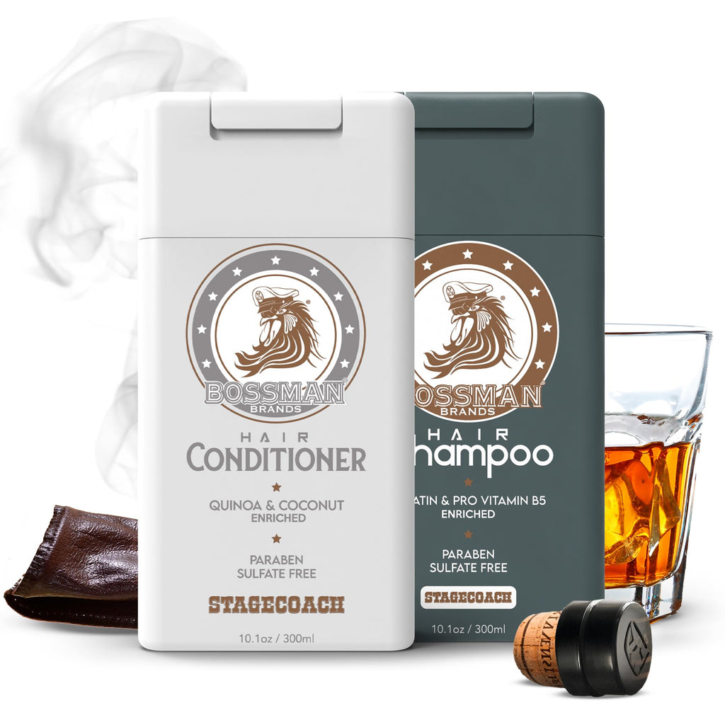Bossman Hair Shampoo & Conditioner Set – Hydrating, Strengthening, Paraben Free & Sulfate Free (Stagecoach) – Packaging May Vary