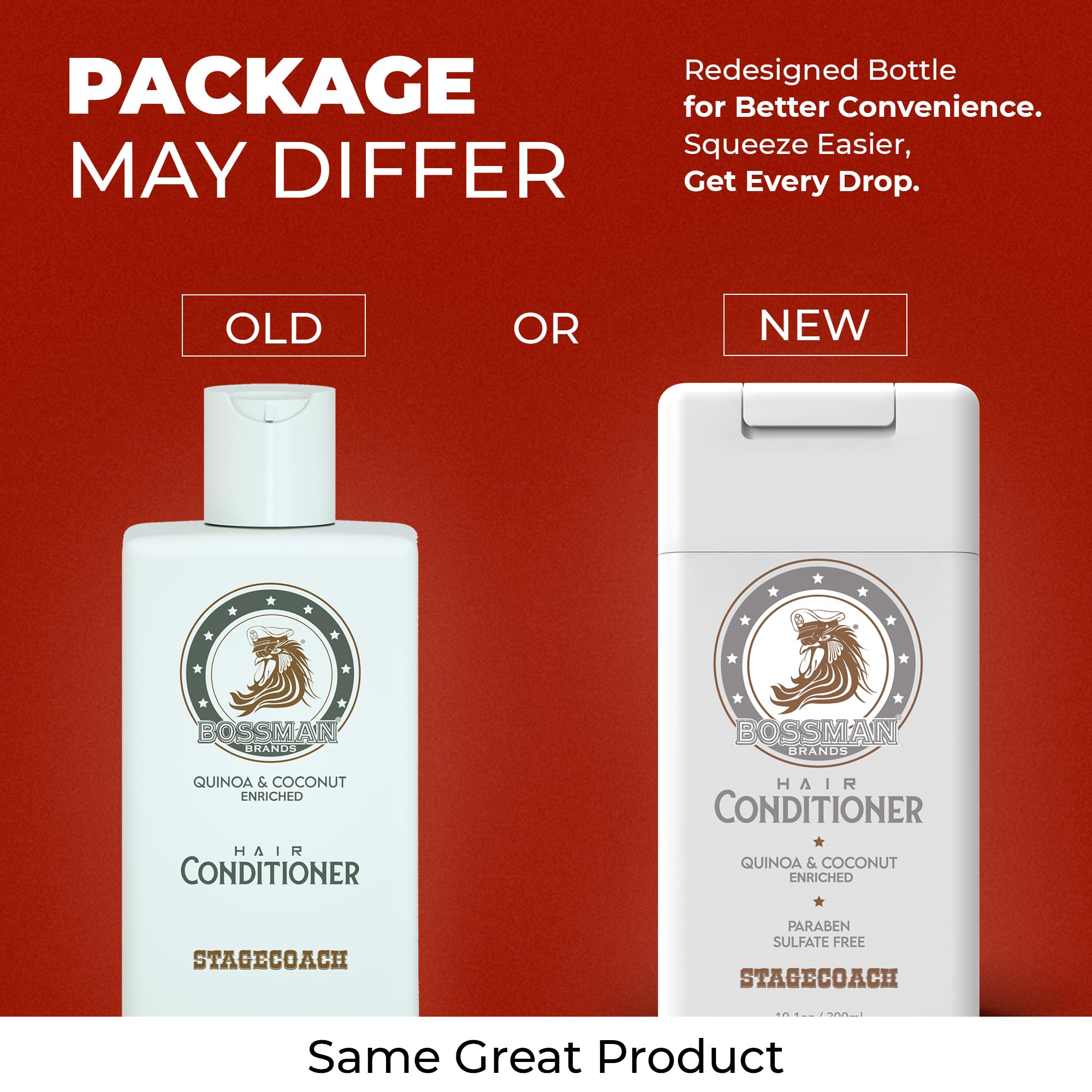 Bossman Hair Shampoo & Conditioner Set – Hydrating, Strengthening, Paraben Free & Sulfate Free (Stagecoach) – Packaging May Vary