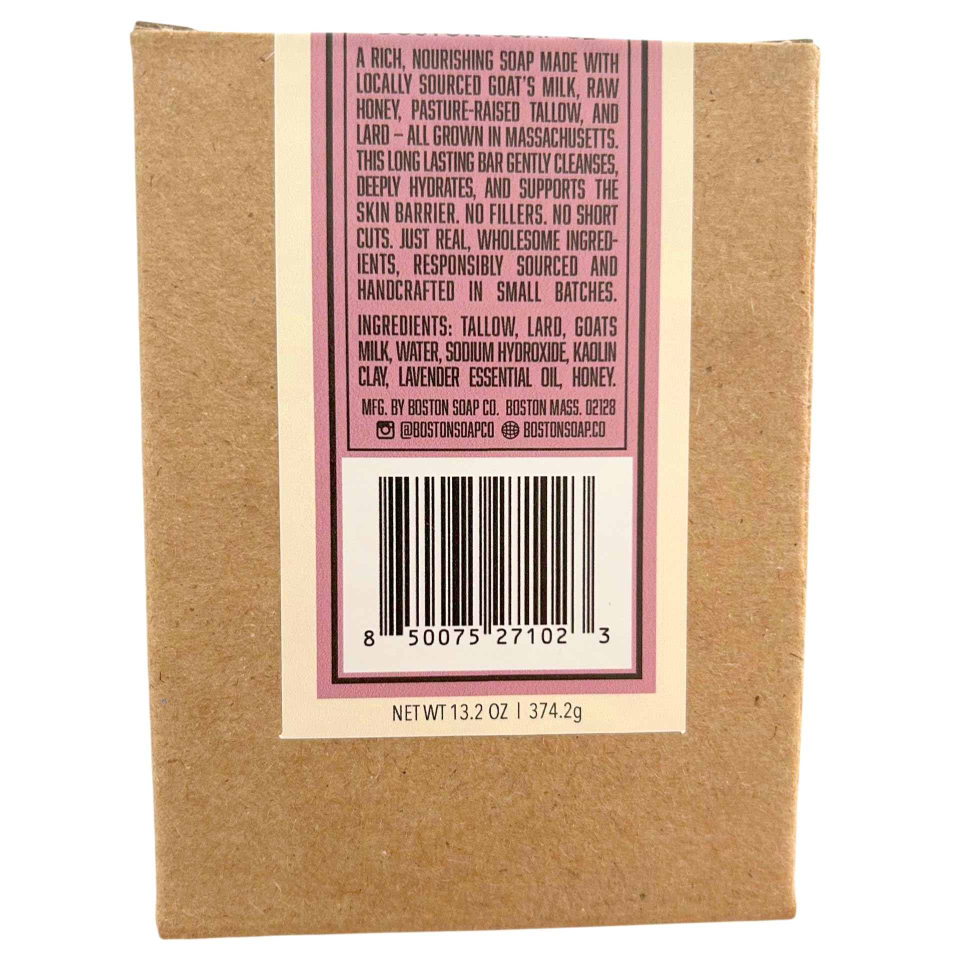 Boston Soap Co Goat Milk Soap with Tallow – Lavender Honey Milkies 4-Pack (3.3oz Bars) | Cold Process, Handmade in Boston