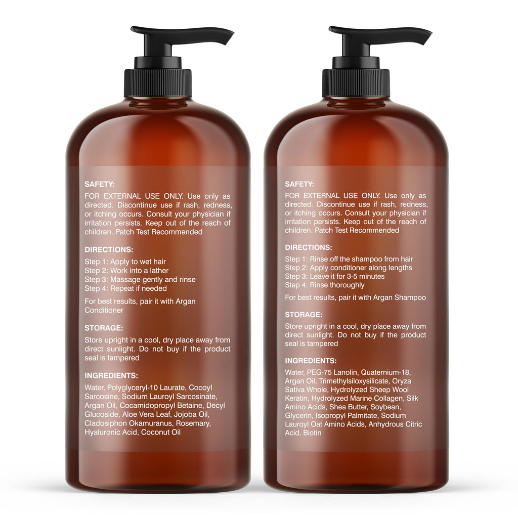 Botanic Hearth Argan Oil Shampoo & Conditioner Set – 16 oz Each, Sulfate Free