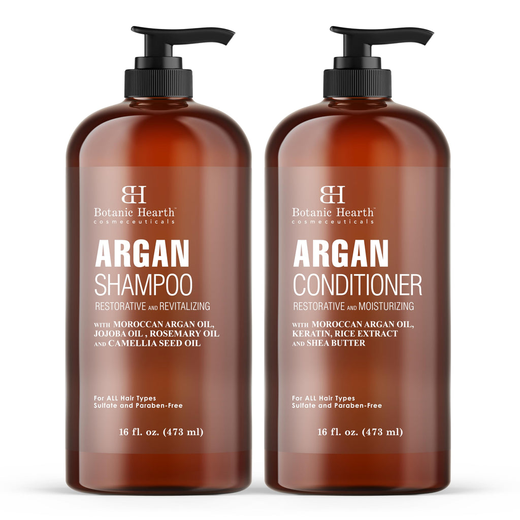 Botanic Hearth Argan Oil Shampoo & Conditioner Set – 16 oz Each, Sulfate Free