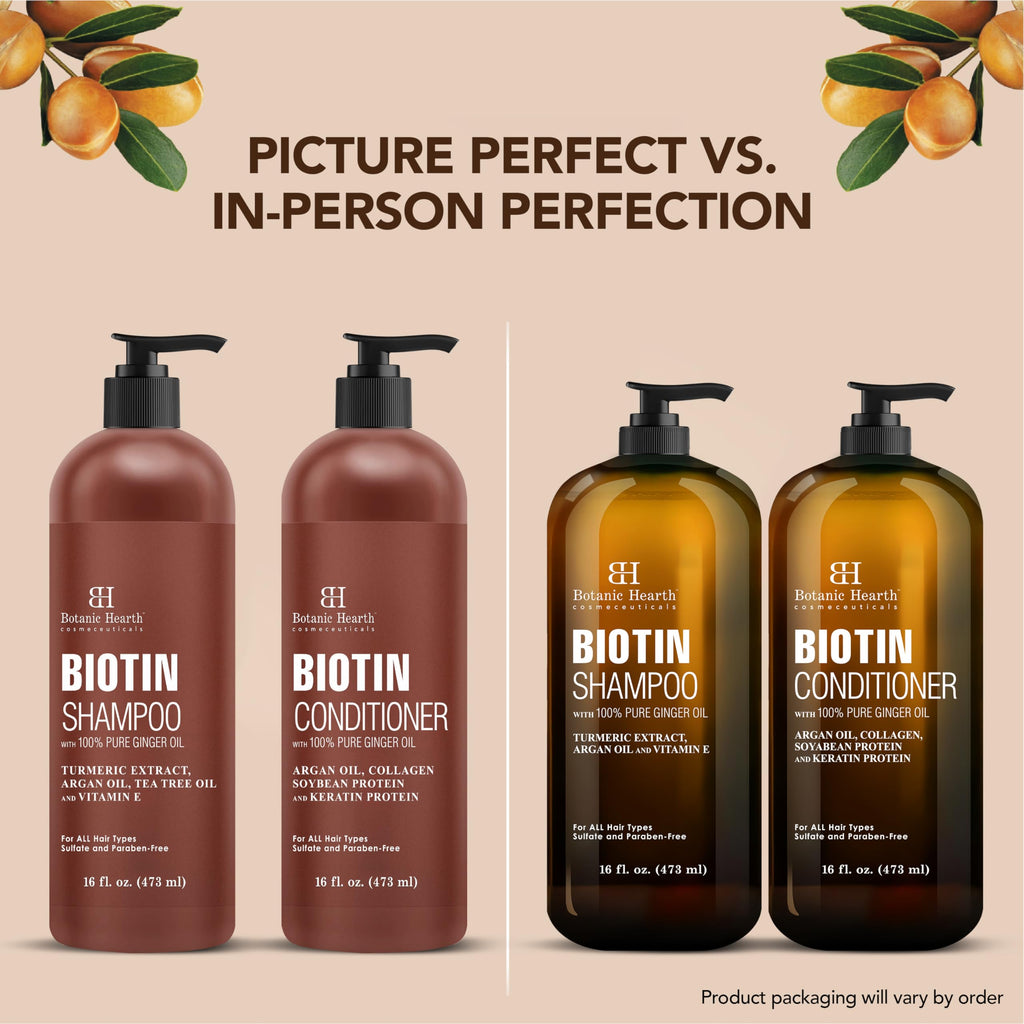 Botanic Hearth Biotin Shampoo & Conditioner Set – Ginger Oil, Keratin, Sulfate Free, 16 fl oz Each