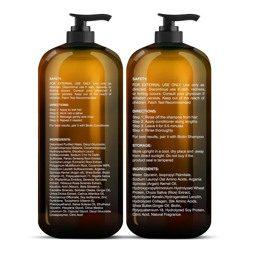 Botanic Hearth Biotin Shampoo & Conditioner Set – Ginger Oil, Keratin, Sulfate Free, 16 fl oz Each