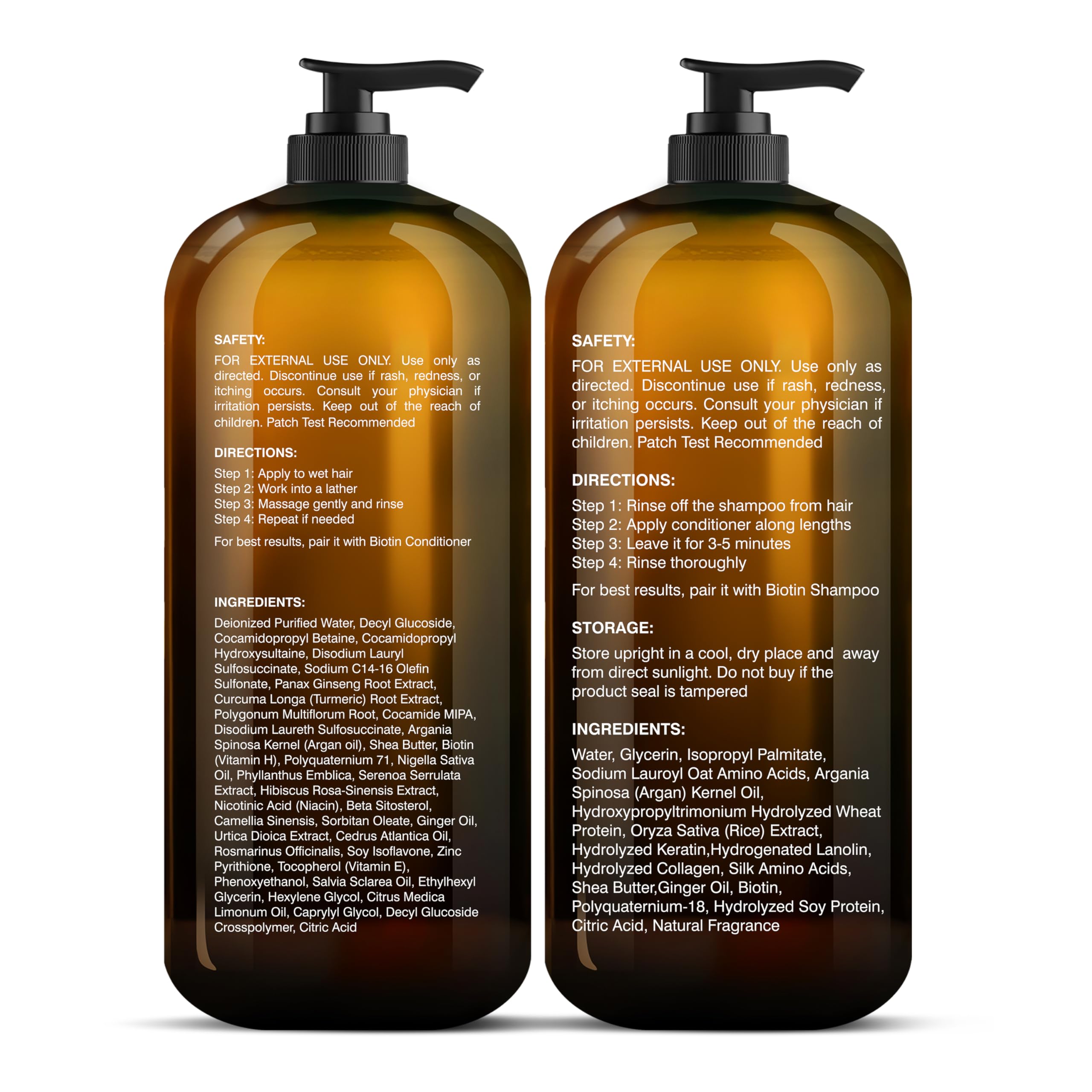 Botanic Hearth Biotin Shampoo & Conditioner Set – Ginger Oil, Keratin, Sulfate Free, 16 fl oz Each