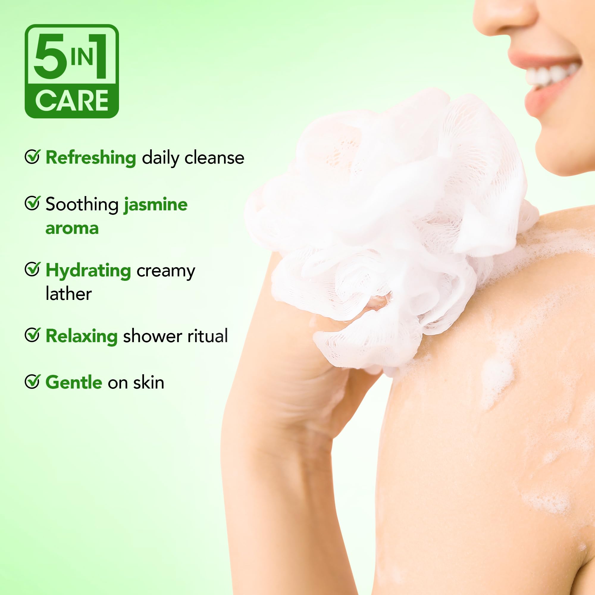 Botanic Hearth Jasmine Body Wash – Gentle 5-in-1 Hydrating Shower Gel, Sulfate-Free | 16 fl oz