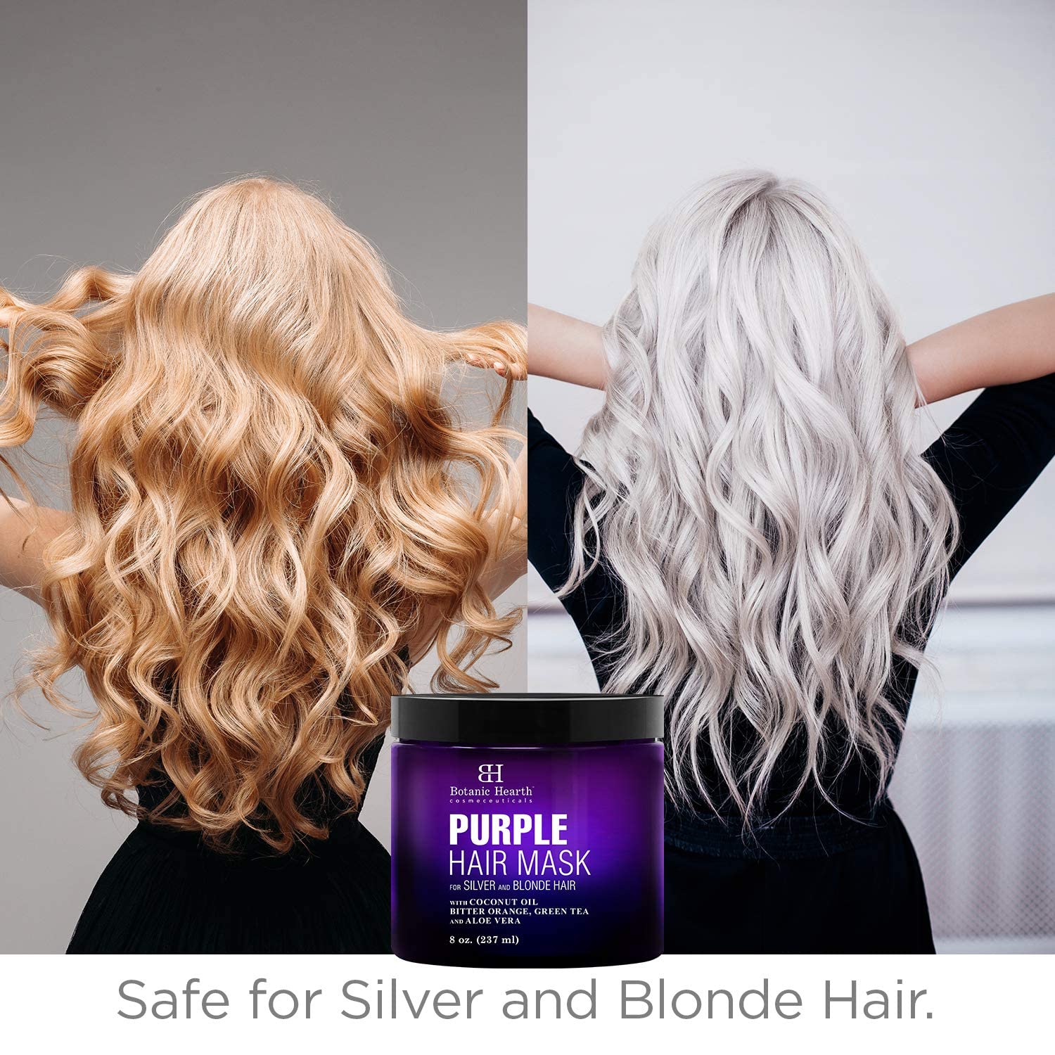Botanic Hearth Purple Hair Mask | Brass-Neutralizing Care for Blonde, Silver & Gray Hair | 8 Oz