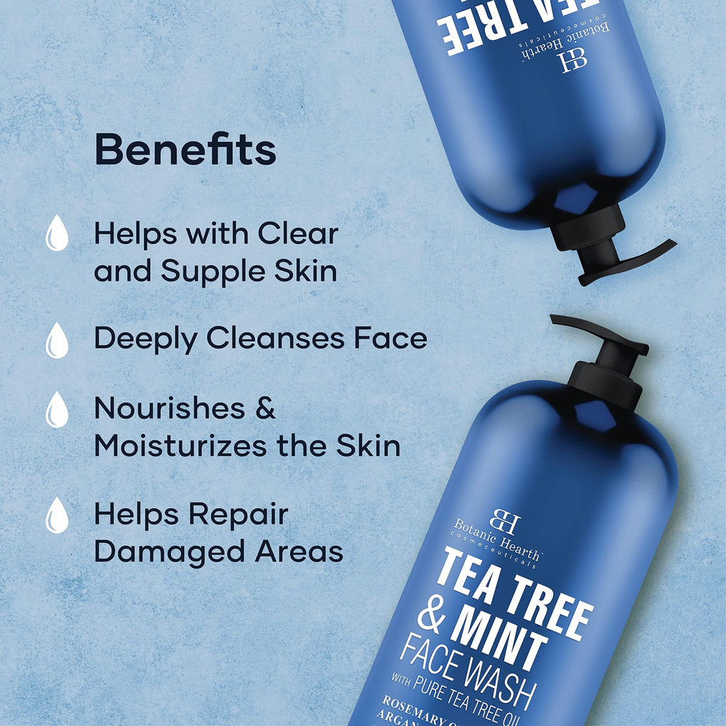 Botanic Hearth Tea Tree Face Wash with Mint – Hydrating Acne-Fighting Soap, 16 oz