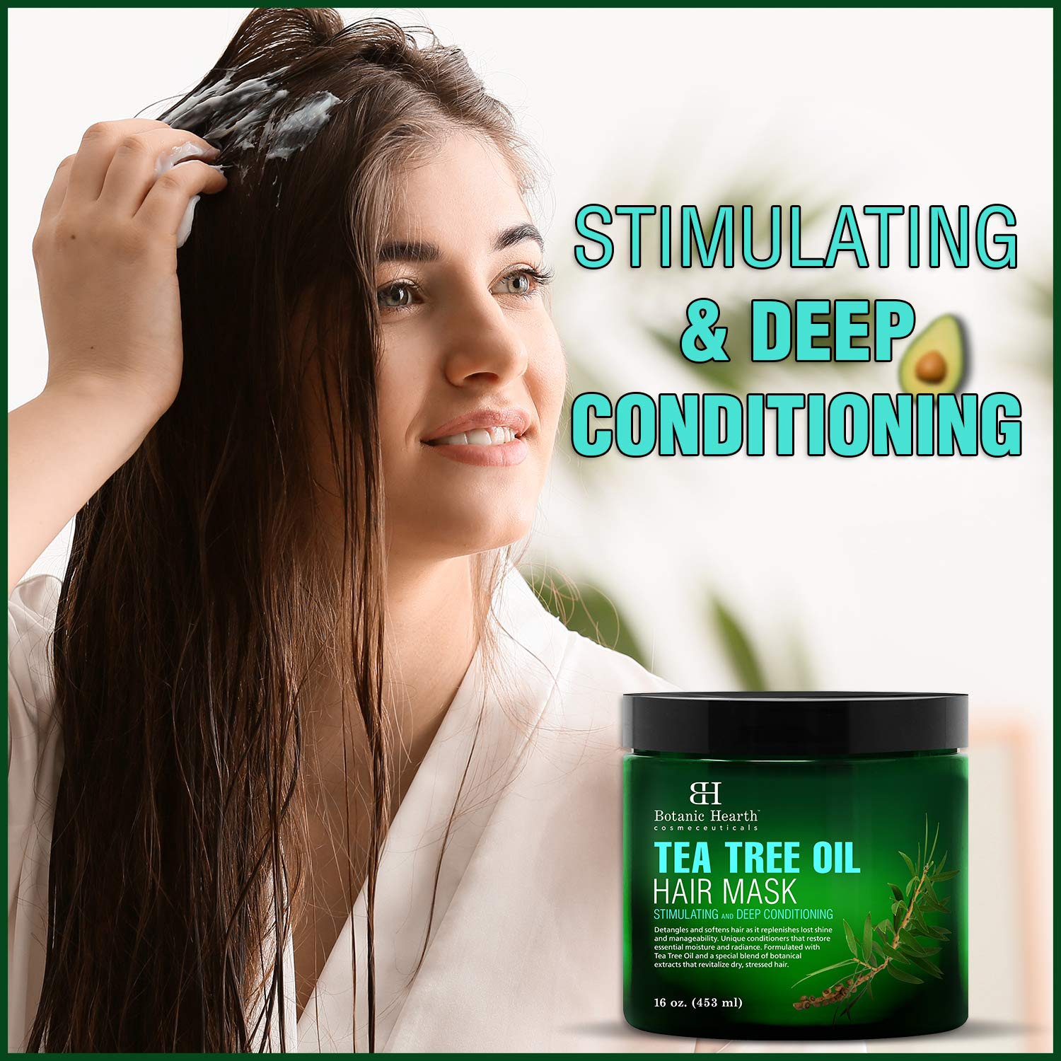 Botanic Hearth Tea Tree Hair Mask & Deep Conditioner | Moisturizes, Strengthens & Scalp Care | 16 Oz