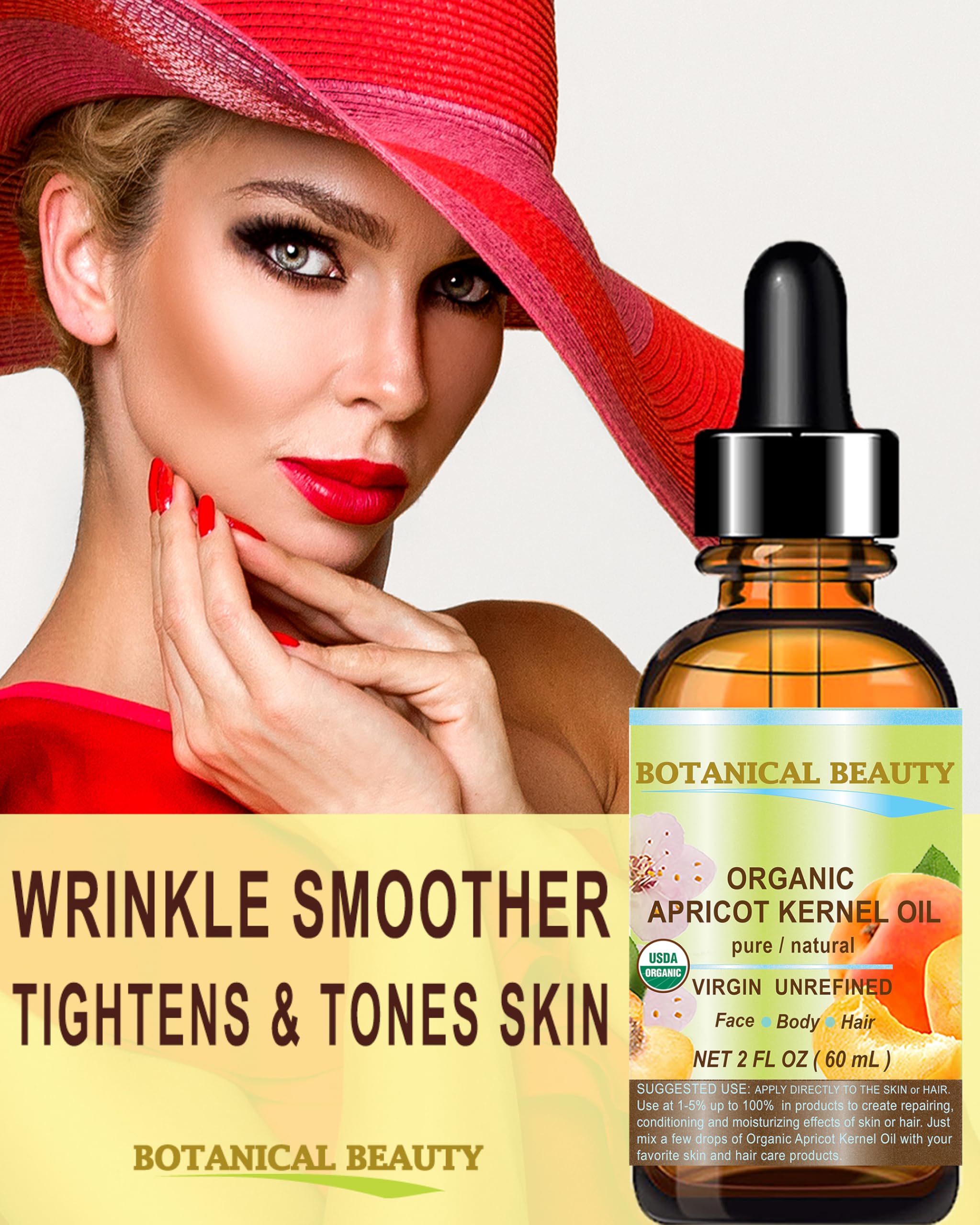 Botanical Beauty Organic Apricot Kernel Oil – Pure Virgin Cold-Pressed Carrier Oil 1 oz | For Face, Hair & Skin