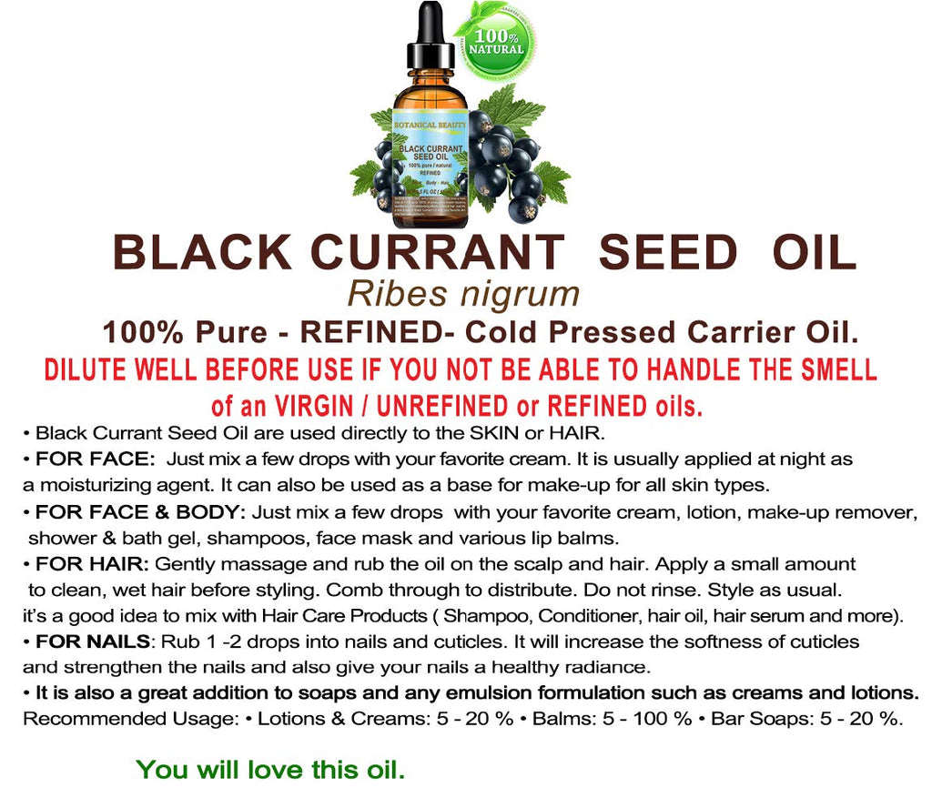 Botanical Beauty Black Currant Seed Oil – 100% Pure, Undiluted, Cold-Pressed Carrier Oil, 0.5 fl oz (15 ml)