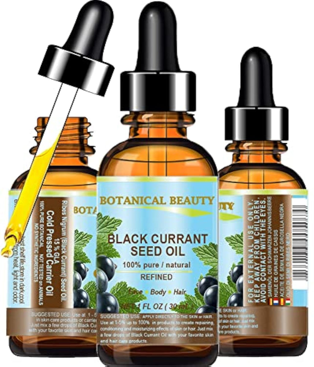 Botanical Beauty Black Currant Seed Oil - 100% Pure, Cold-Pressed Carrier Oil (1 Fl Oz)