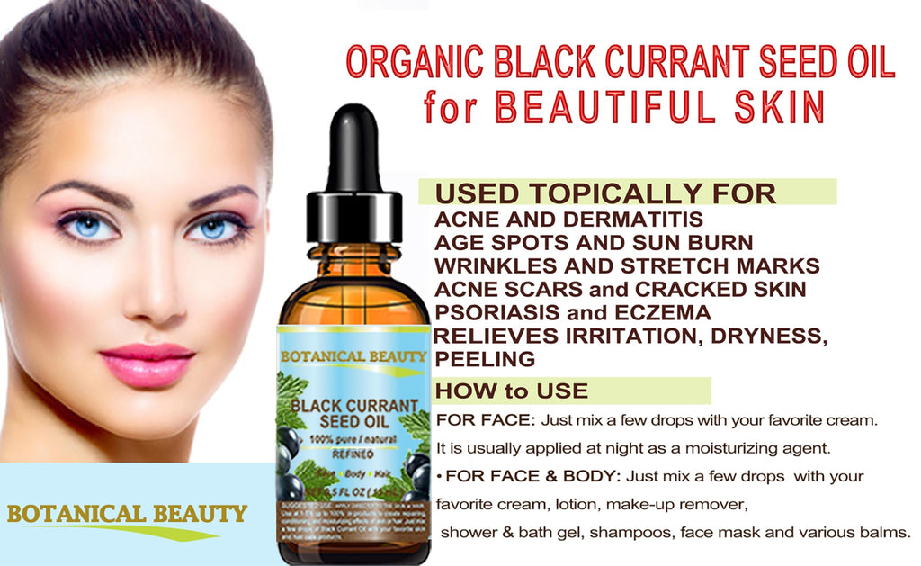 Botanical Beauty Black Currant Seed Oil – 100% Pure, Cold-Pressed Carrier Oil for Skin, Hair, Lip & Nail Care (2 fl oz)