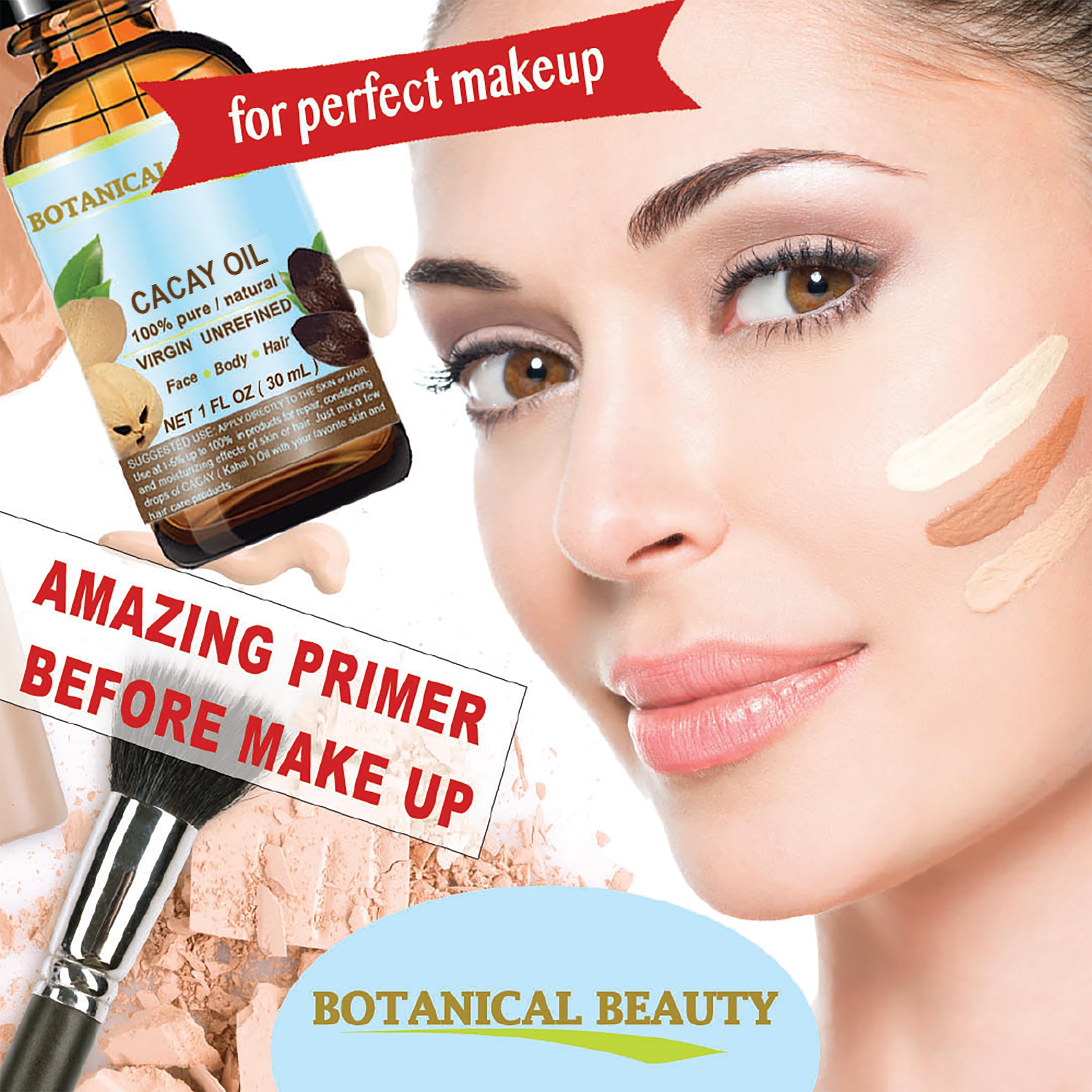 Botanical Beauty CACAY OIL 100% Pure Virgin Cold-Pressed Carrier Oil for Face, Skin, and Hair | Natural Retinol Vitamin A & E