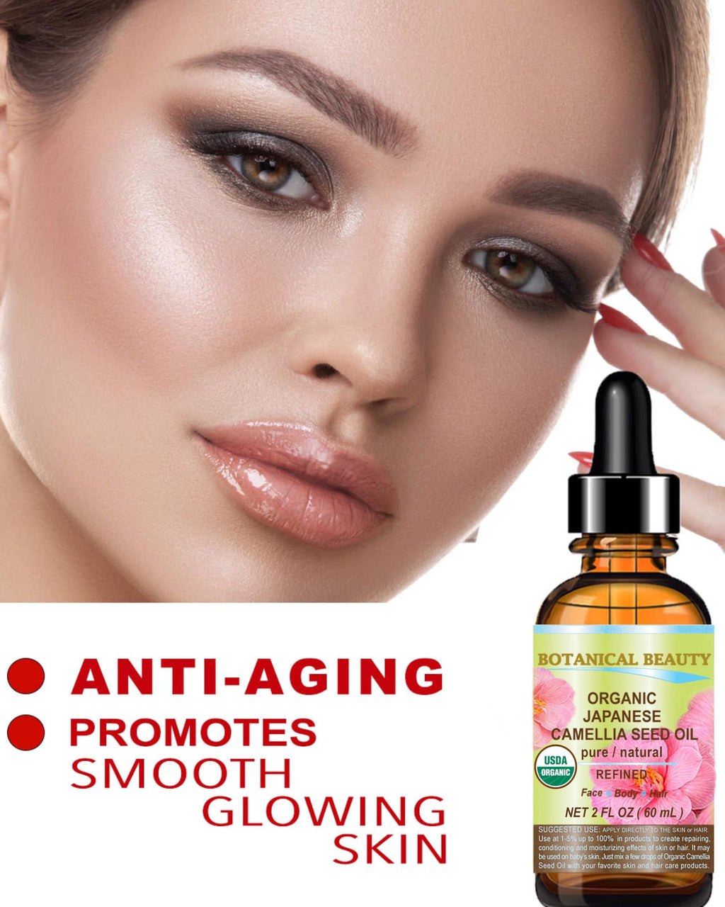 Botanical Beauty Japanese Organic Camellia Seed Oil – 100% Pure, Cold-Pressed, 2 oz