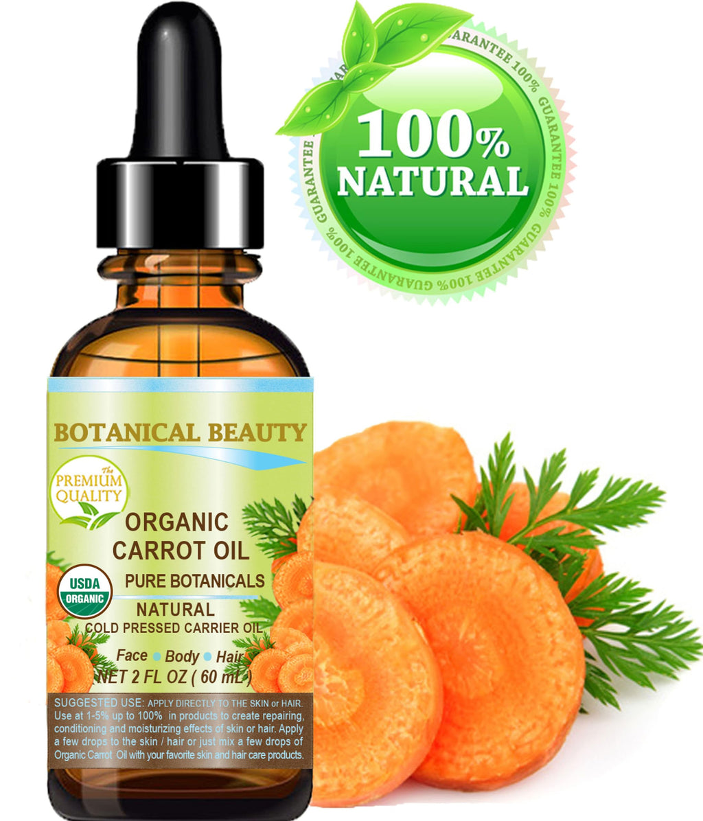 Botanical Beauty Organic Carrot Seed Oil – 100% Pure Virgin Cold-Pressed Carrier Oil (2 Fl Oz)