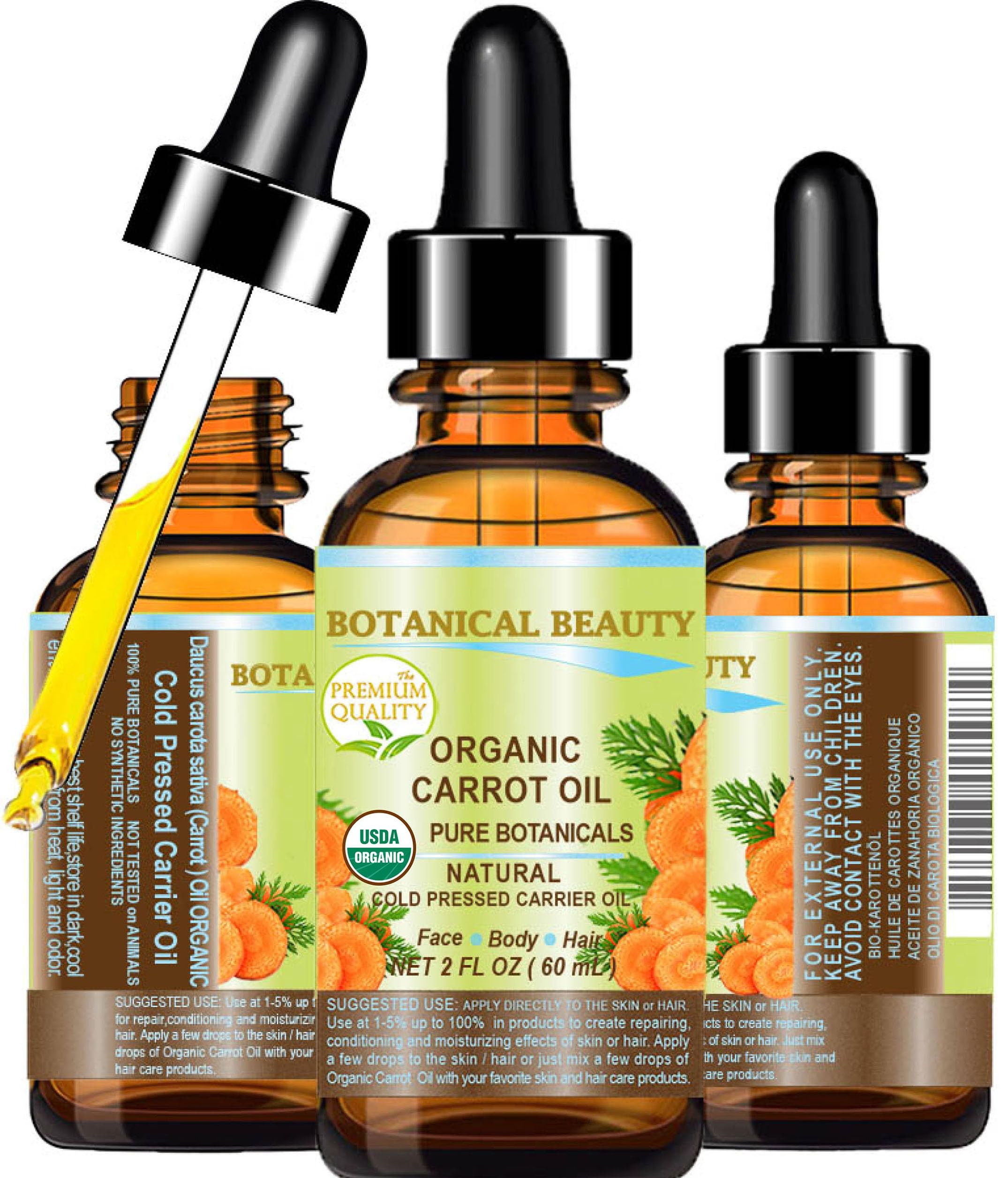 Botanical Beauty Organic Carrot Seed Oil – 100% Pure Virgin Cold-Pressed Carrier Oil (2 Fl Oz)