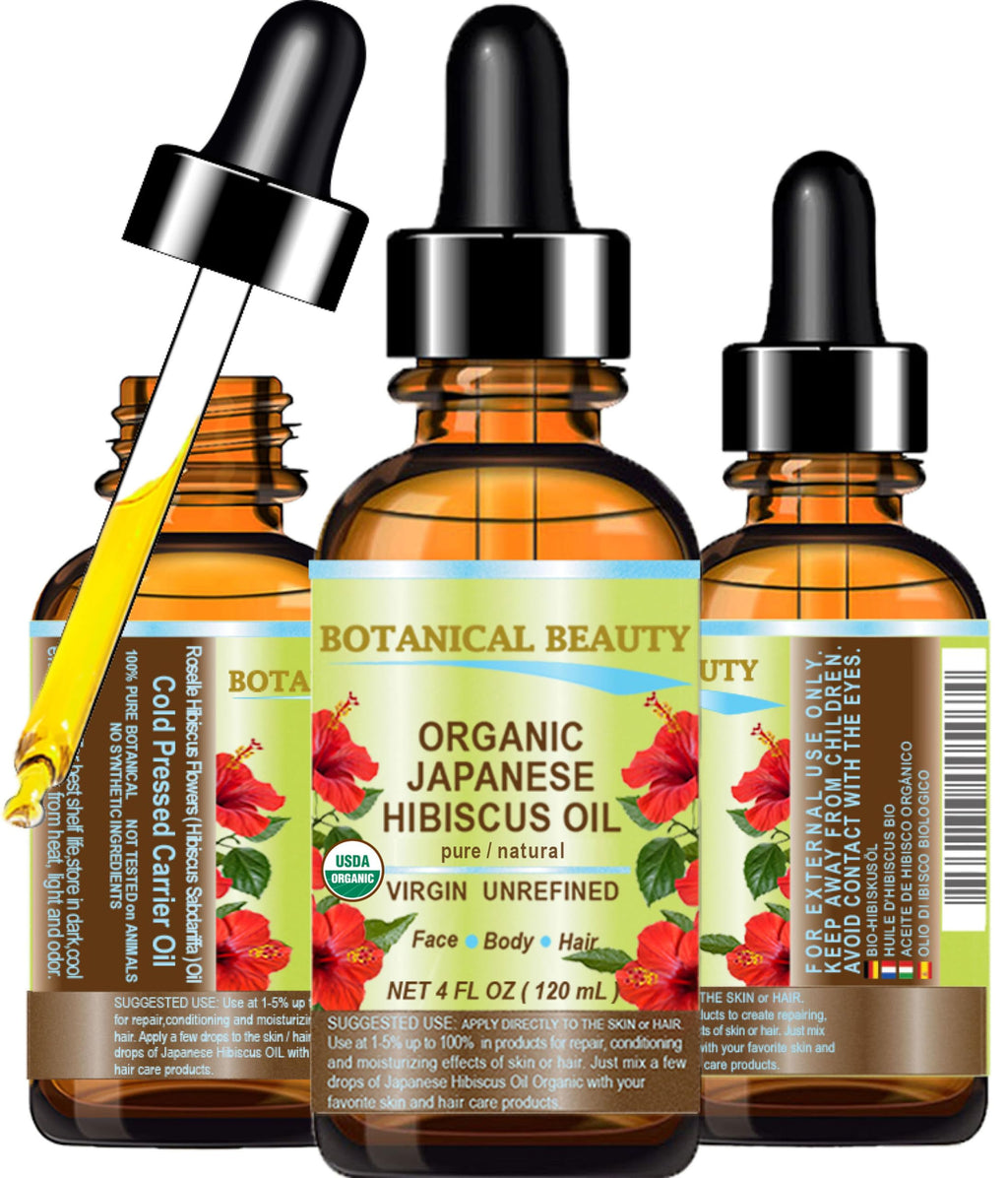 Botanical Beauty Organic Hibiscus Oil (Hibiscus Sabdariffa) 4oz — Cold-Pressed Virgin