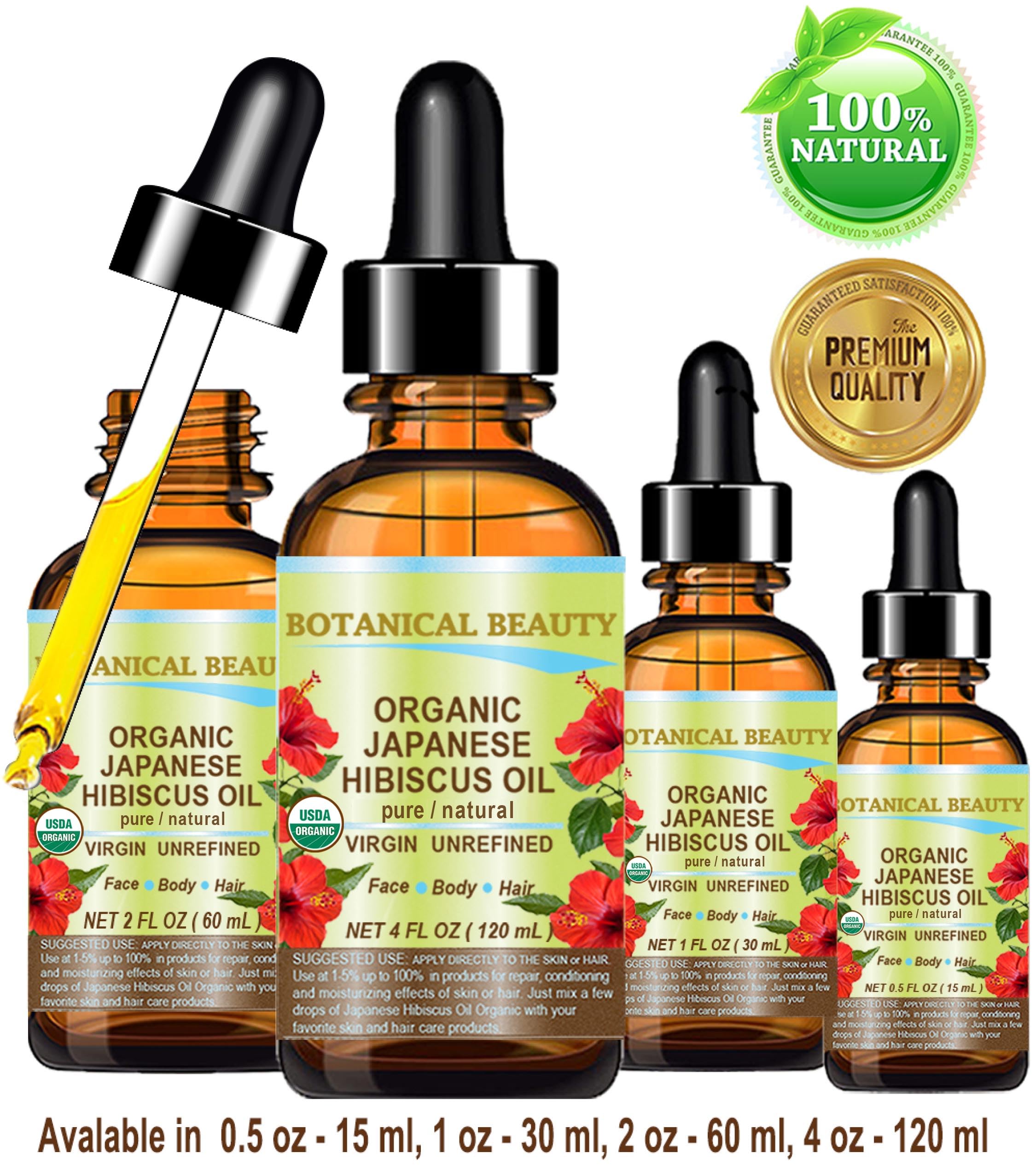 Botanical Beauty Organic Hibiscus Oil (Hibiscus Sabdariffa) 4oz — Cold-Pressed Virgin