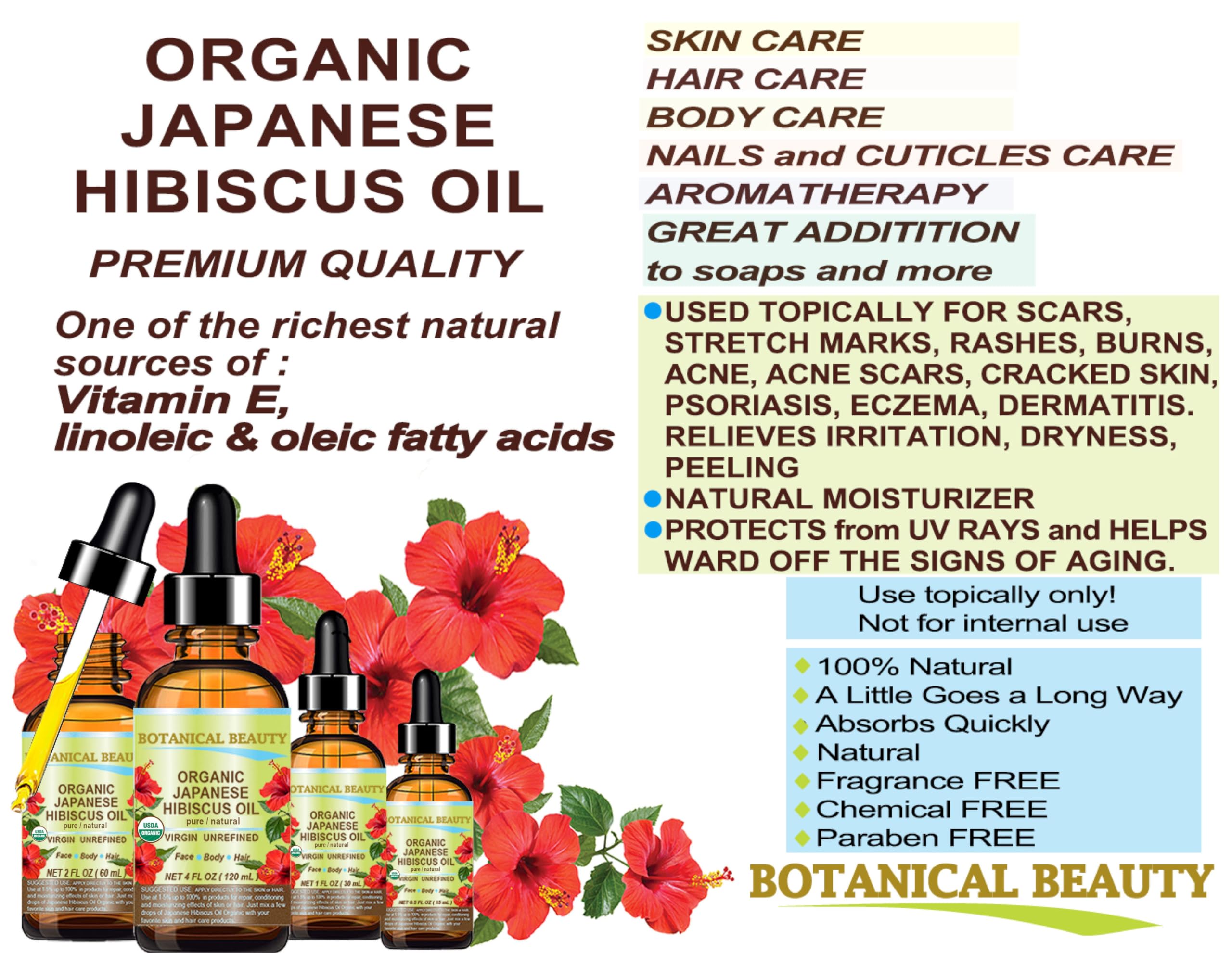 Botanical Beauty Organic Hibiscus Oil (Hibiscus Sabdariffa) 4oz — Cold-Pressed Virgin