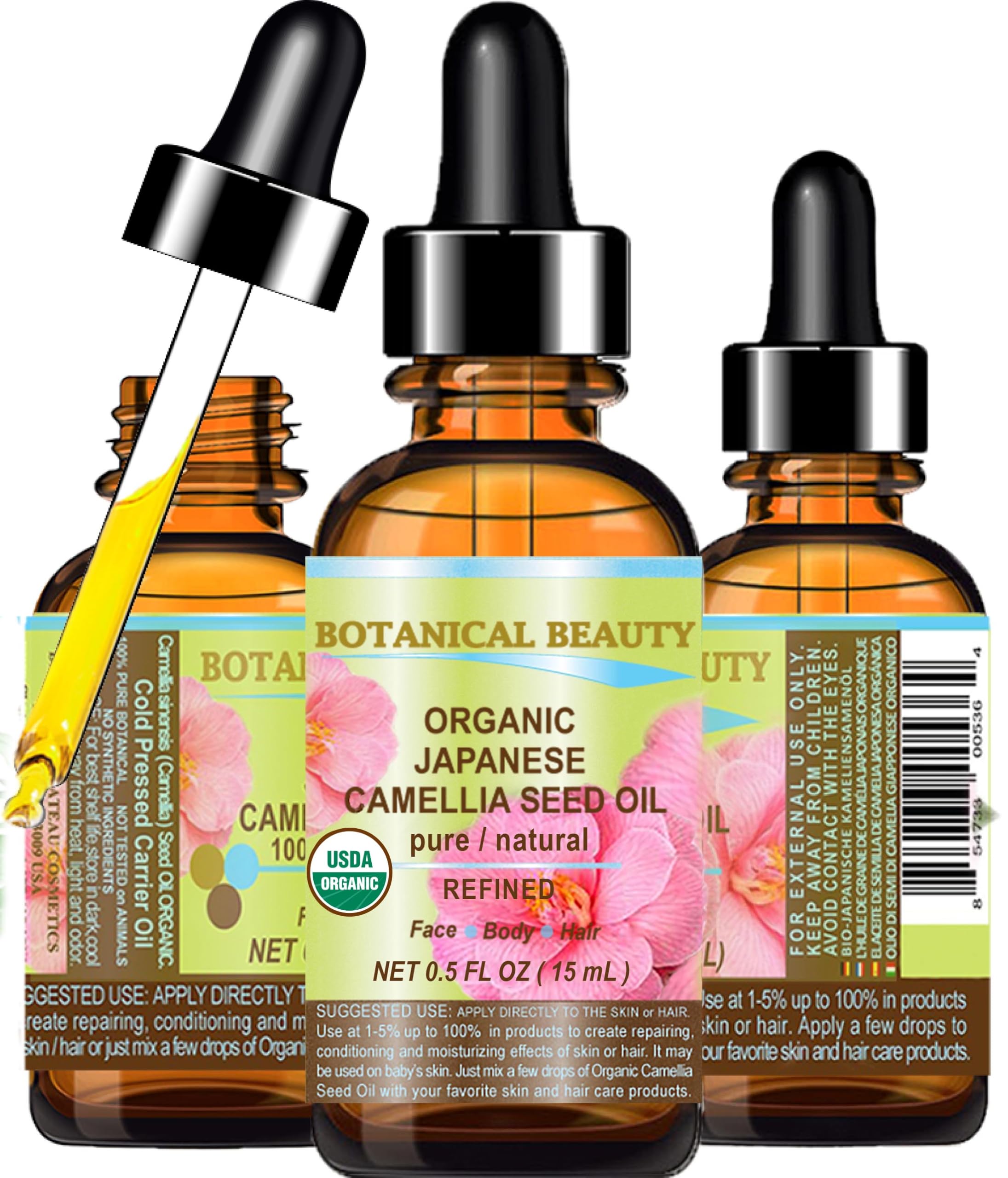 Botanical Beauty Japanese Organic Camellia Seed Oil – 100% Pure, 15 ml
