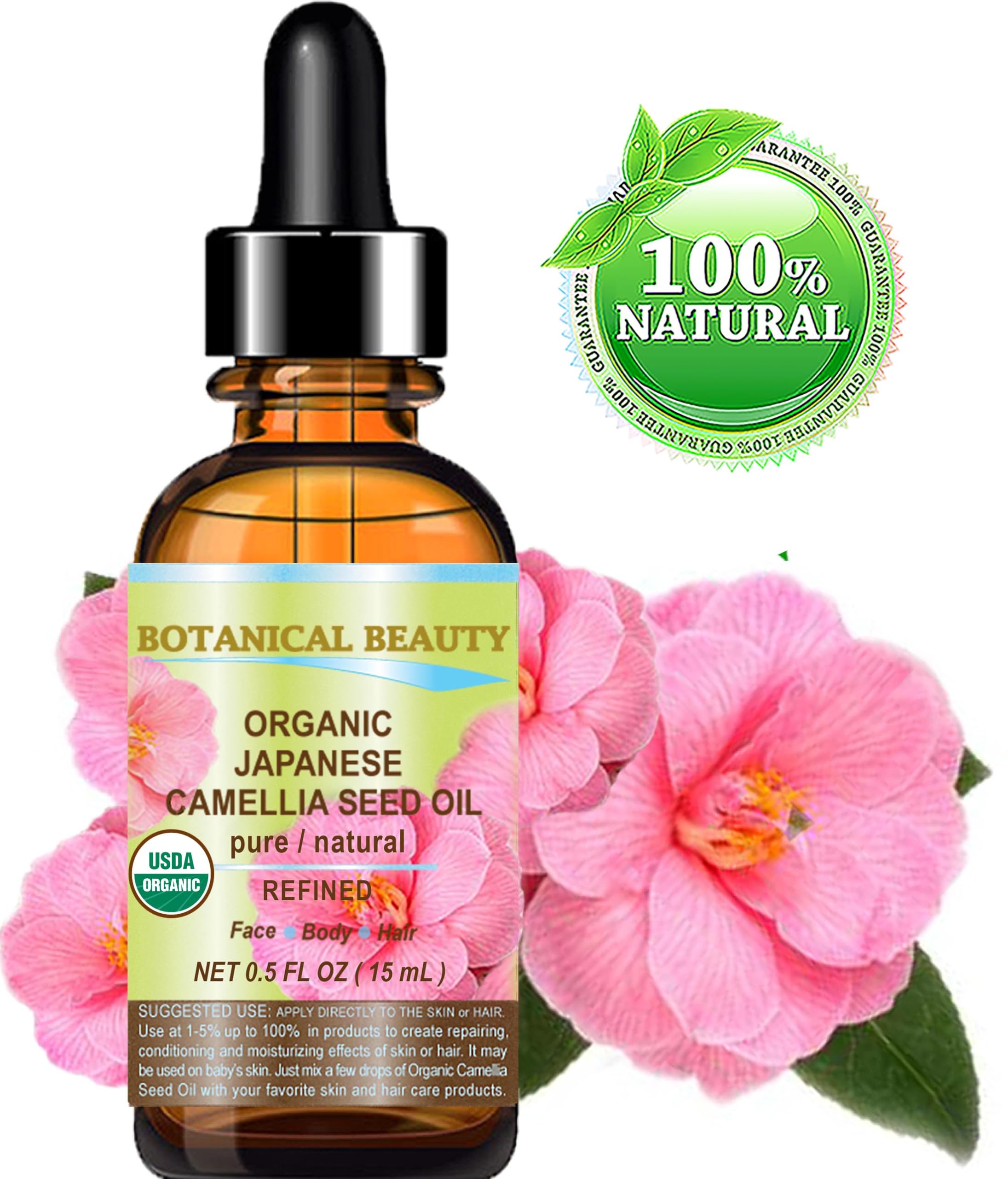 Botanical Beauty Japanese Organic Camellia Seed Oil – 100% Pure, 15 ml
