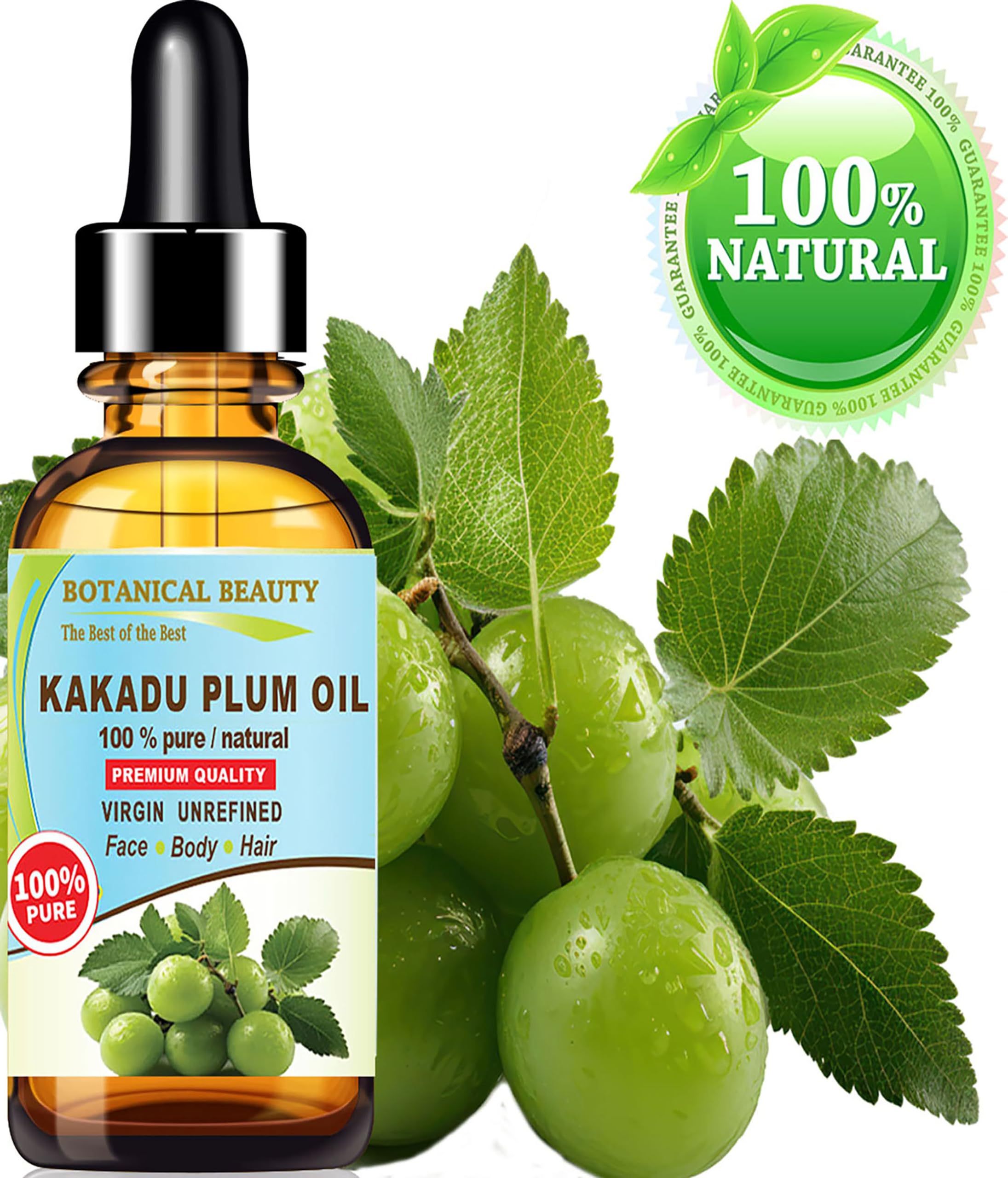 Botanical Beauty Kakadu Plum Oil – 100% Pure Virgin Cold-Pressed Carrier Oil 0.5 Fl oz