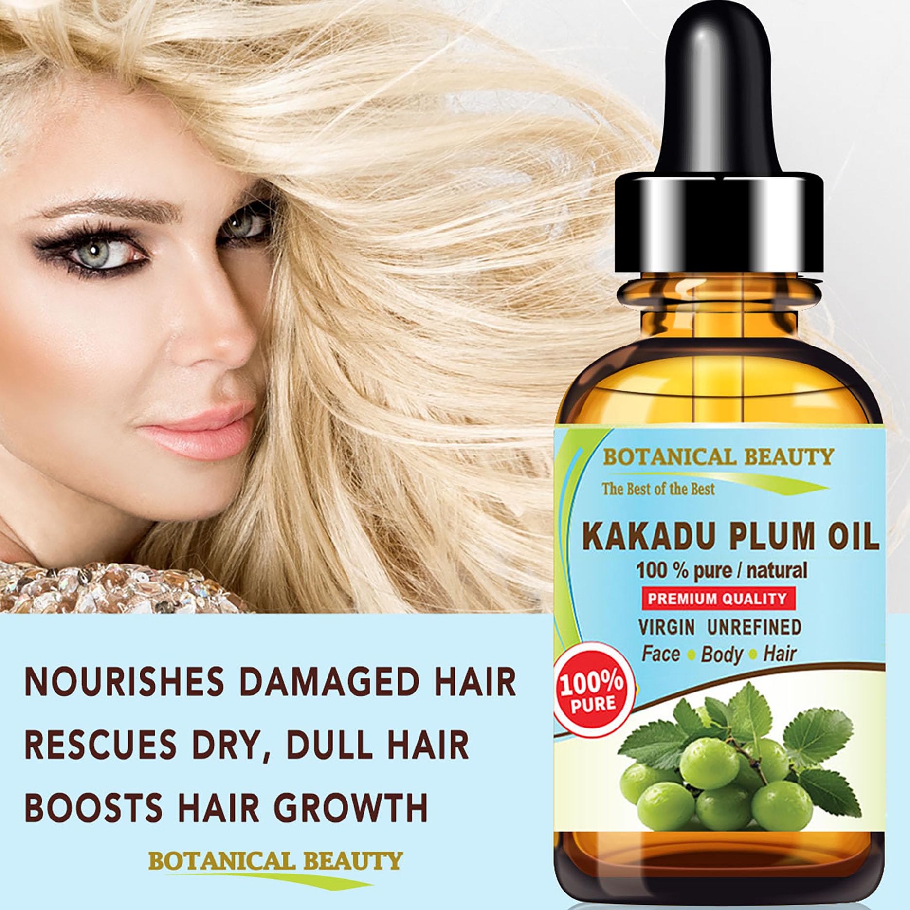 Botanical Beauty Kakadu Plum Oil – 100% Pure Virgin Cold-Pressed Carrier Oil 0.5 Fl oz