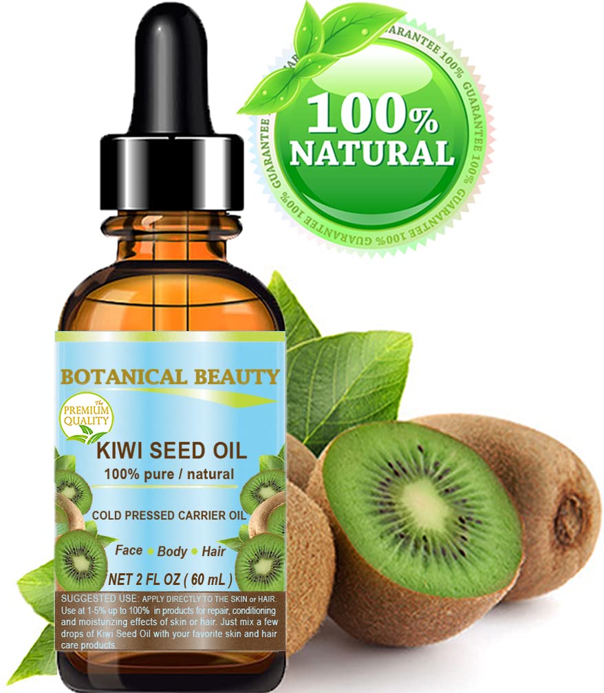 Botanical Beauty Kiwi Seed Oil – 100% Pure Cold-Pressed Carrier Oil for Face, Skin, Hair (2 Fl Oz)
