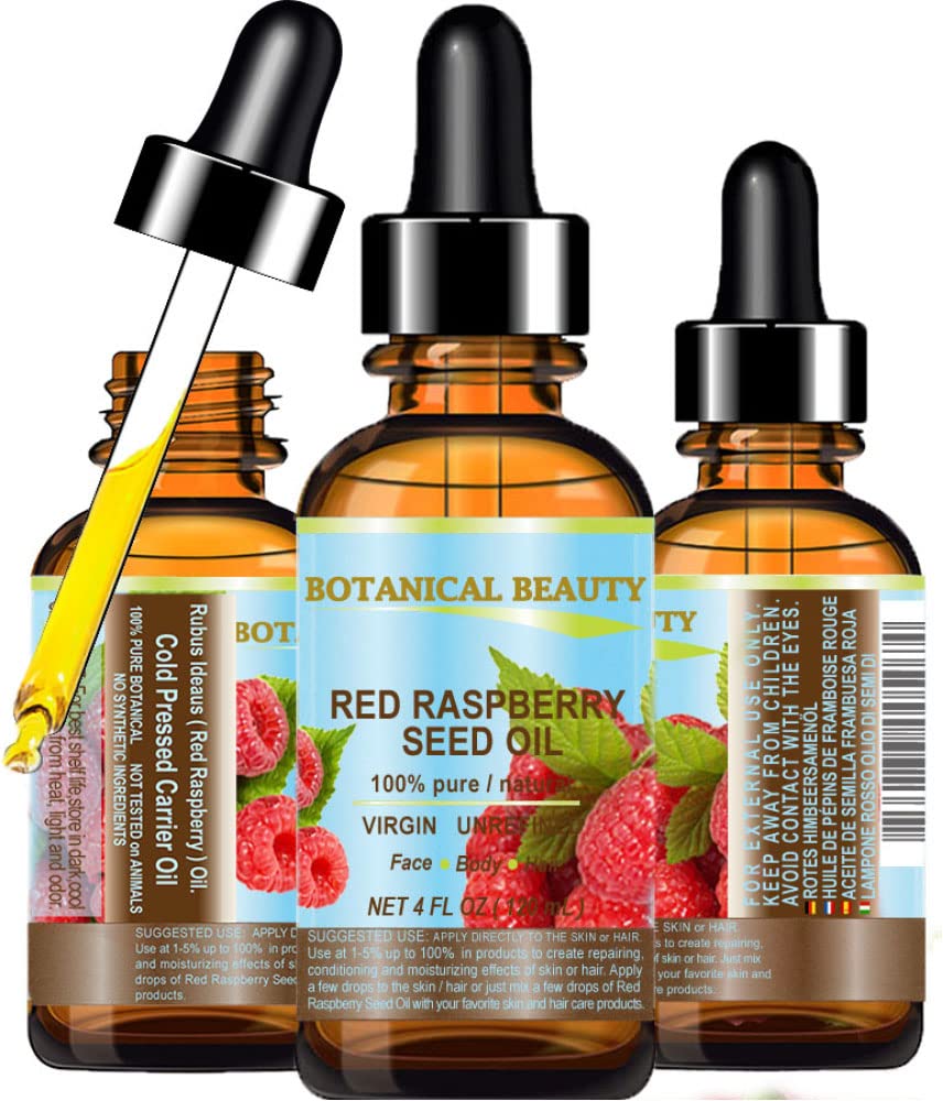 Botanical Beauty Red Raspberry Seed Oil – 4 Oz Virgin Cold-Pressed Carrier Oil